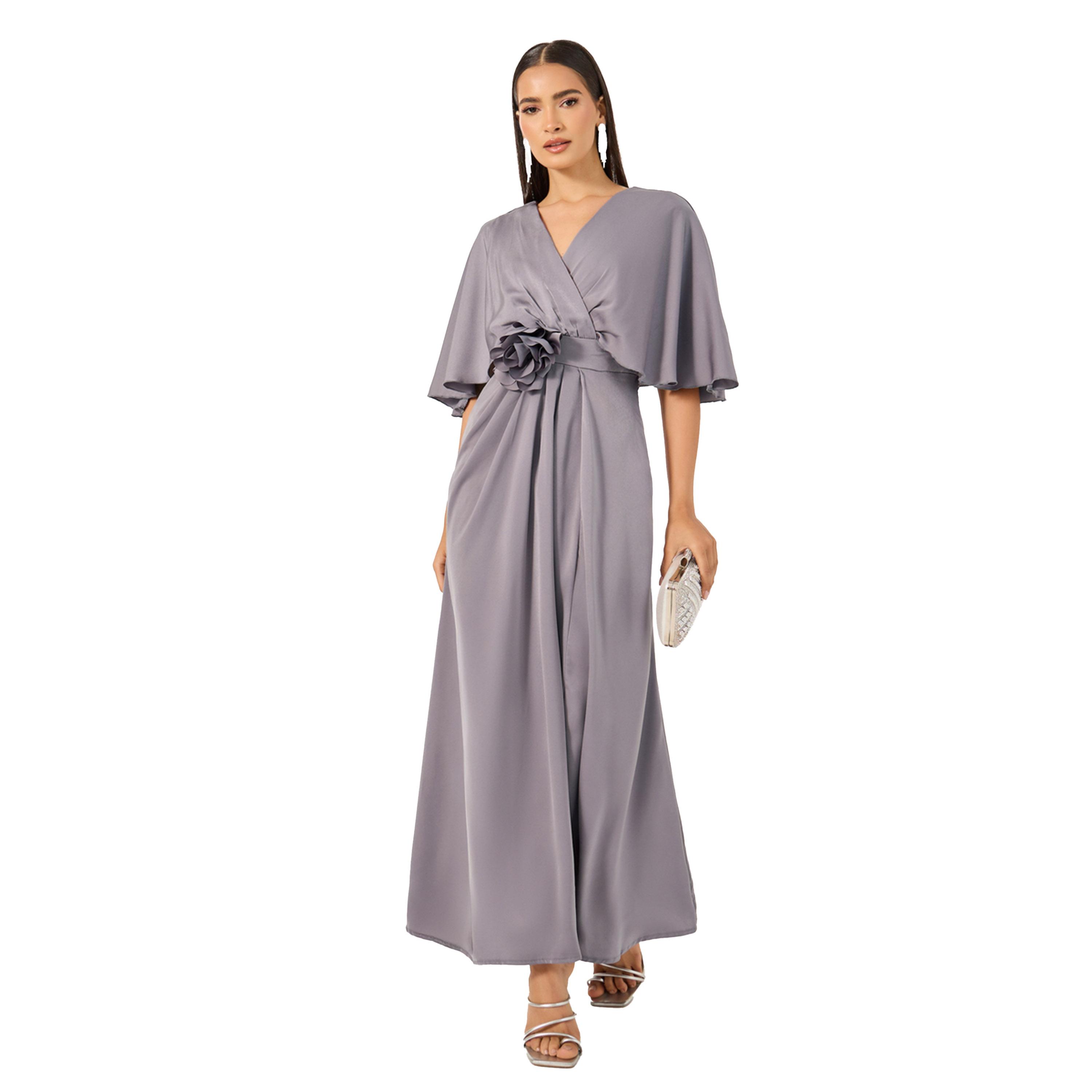 Styli Corsage Detail Flared Sleeves A-Line Maxi Dress-women-clothing-dresses-image-1