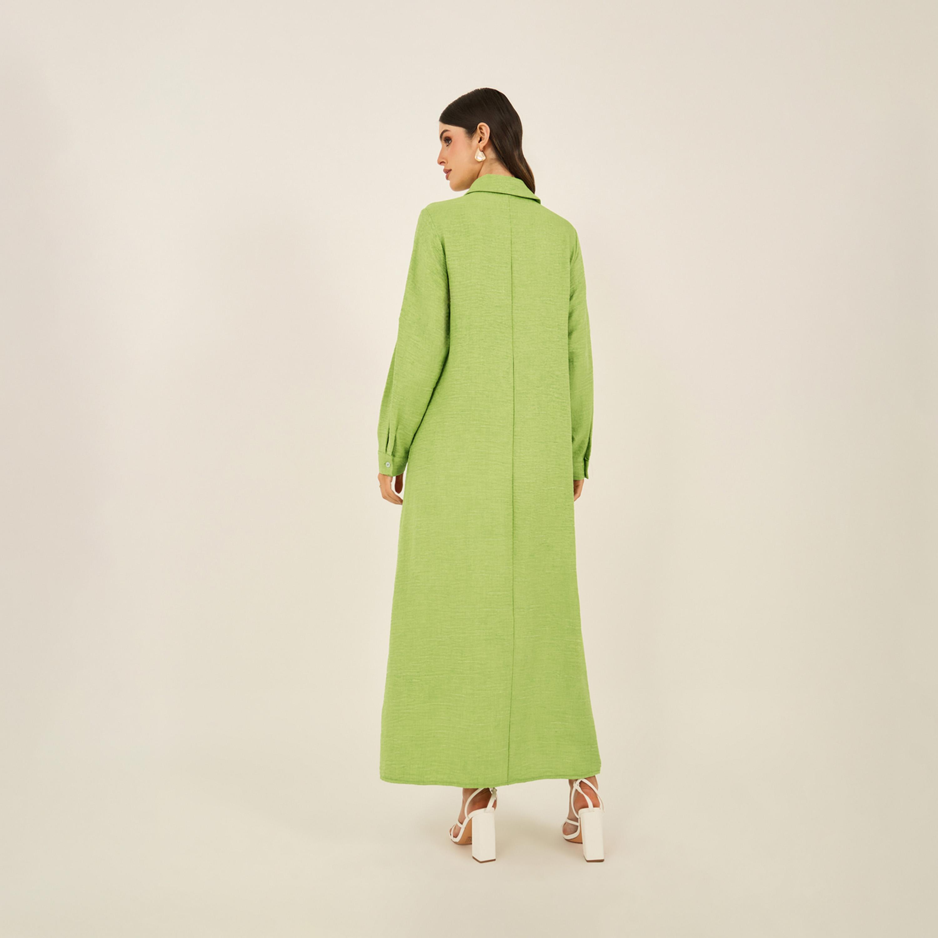 Styli Textured Collared Shirt Maxi Dress-women-clothing-dresses-image-5