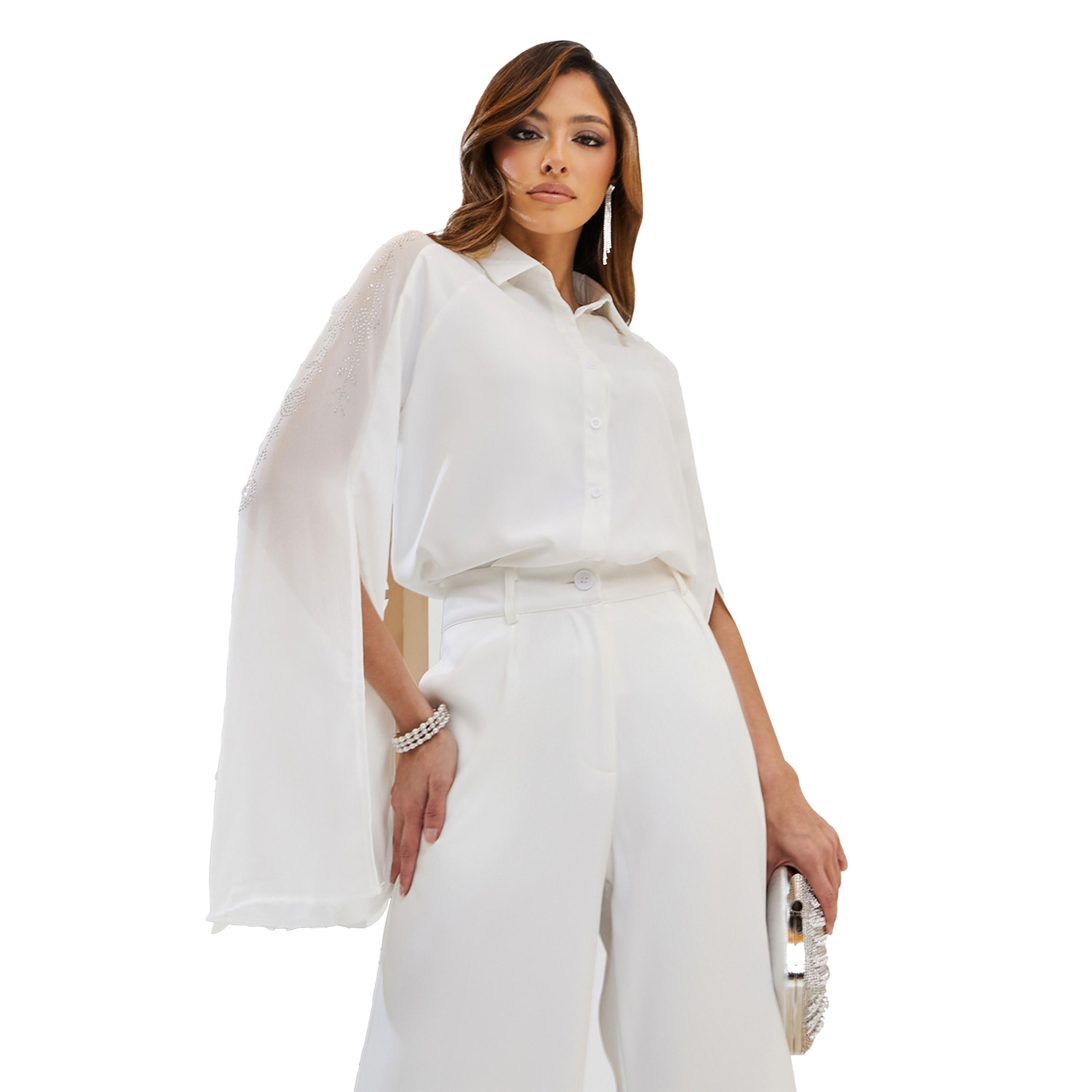 Styli Embellished Cape Sleeve Regular Fit Shirt-women-clothing-shirtsandblouses-shirts-image-1