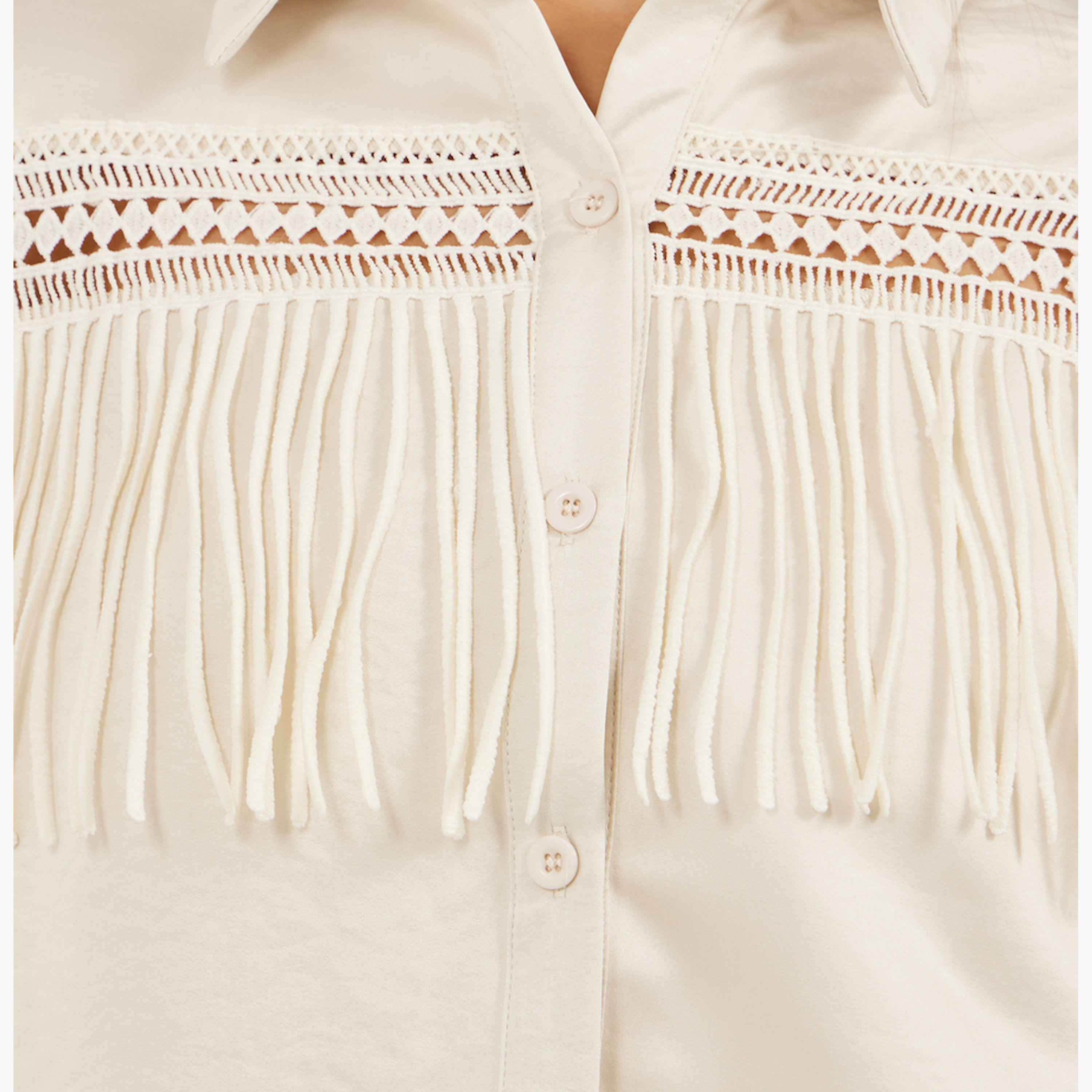 Styli Solid Lace Insert Regular Fit Shirt with Fringe Detail-women-clothing-shirtsandblouses-shirts-image-4