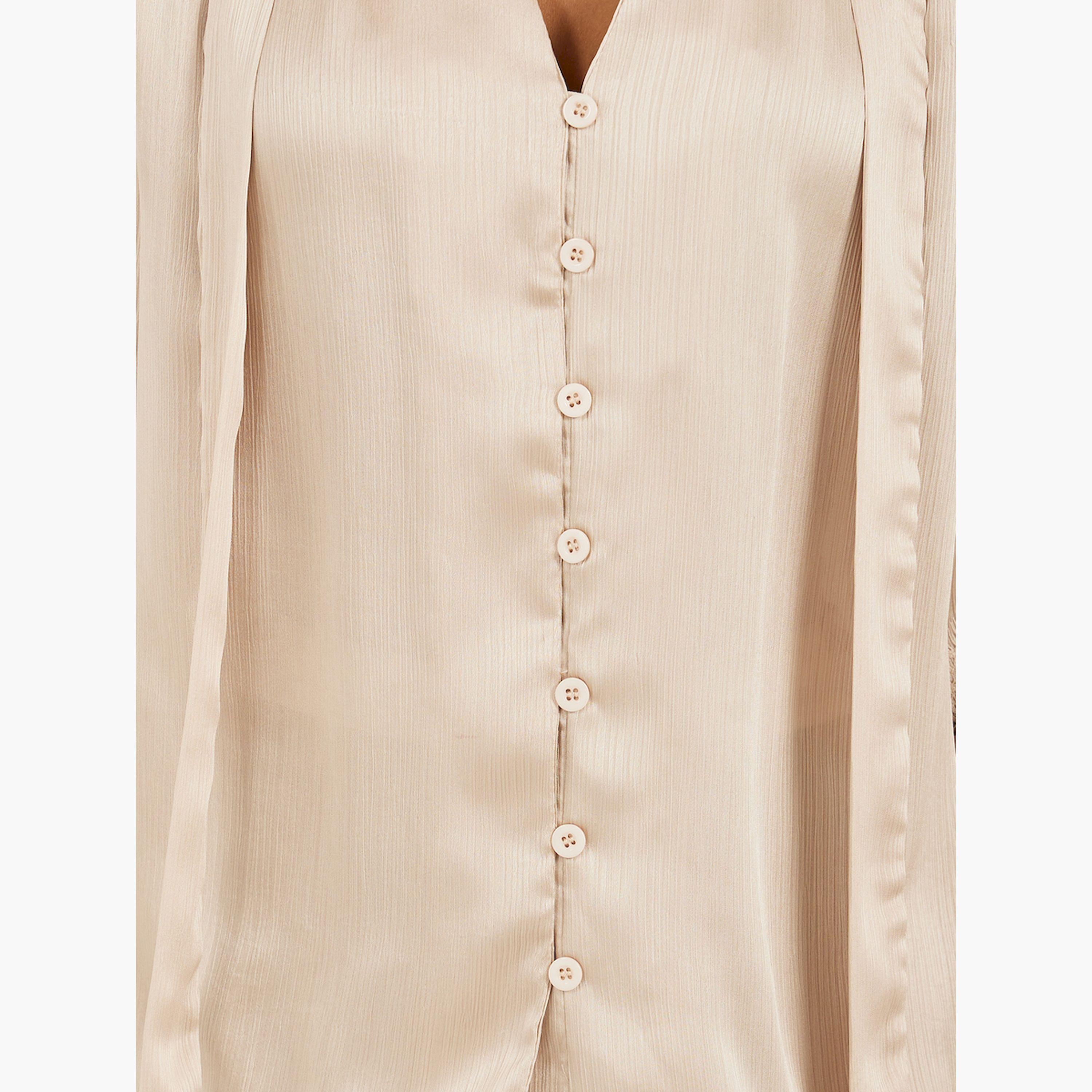 Styli Lace Insert Tie-Up Neck Buttoned Blouse-women-clothing-shirtsandblouses-blouses-image-4