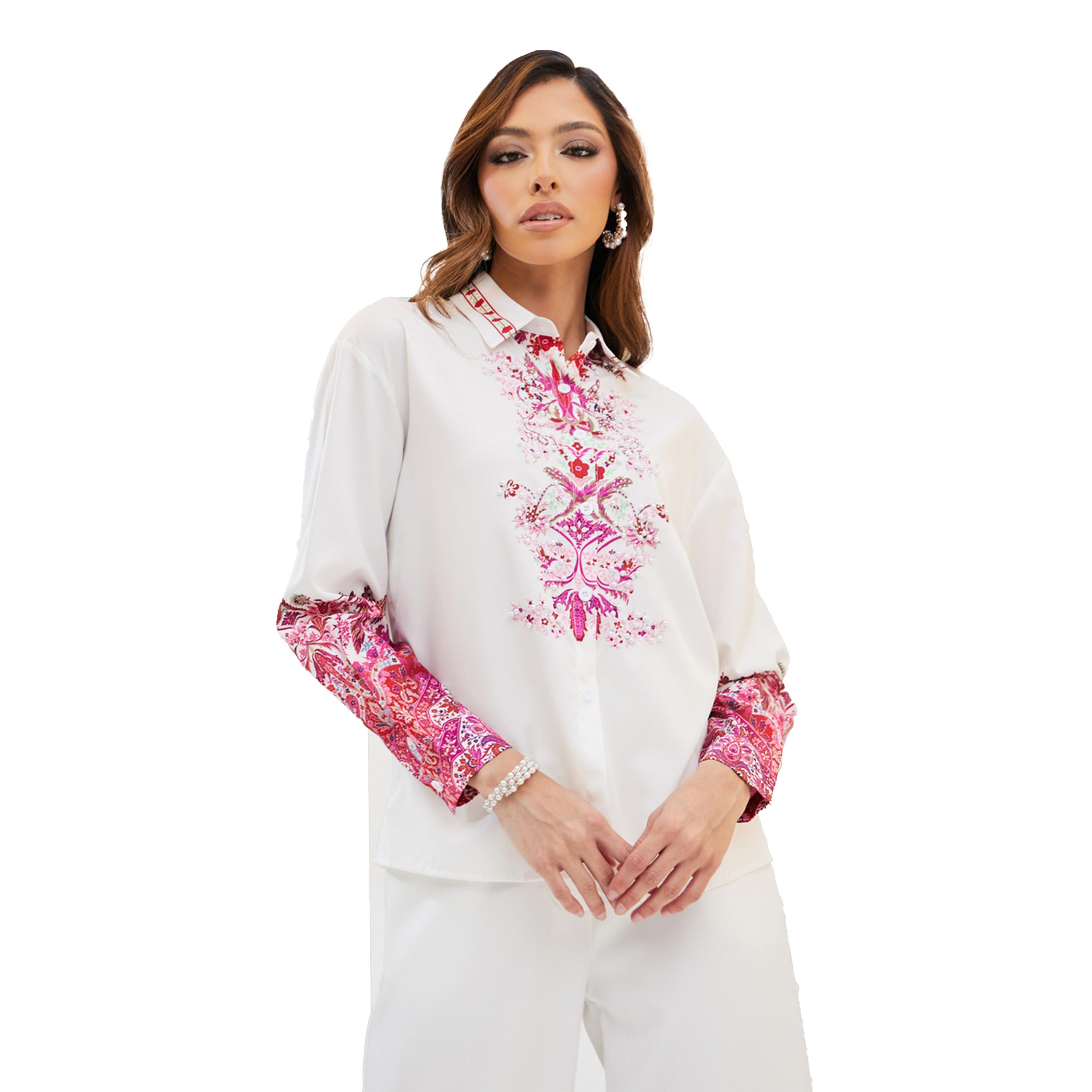 ستايلي- قميص مطبوع ومزين باللؤلؤ-women-clothing-shirtsandblouses-shirts-image-3