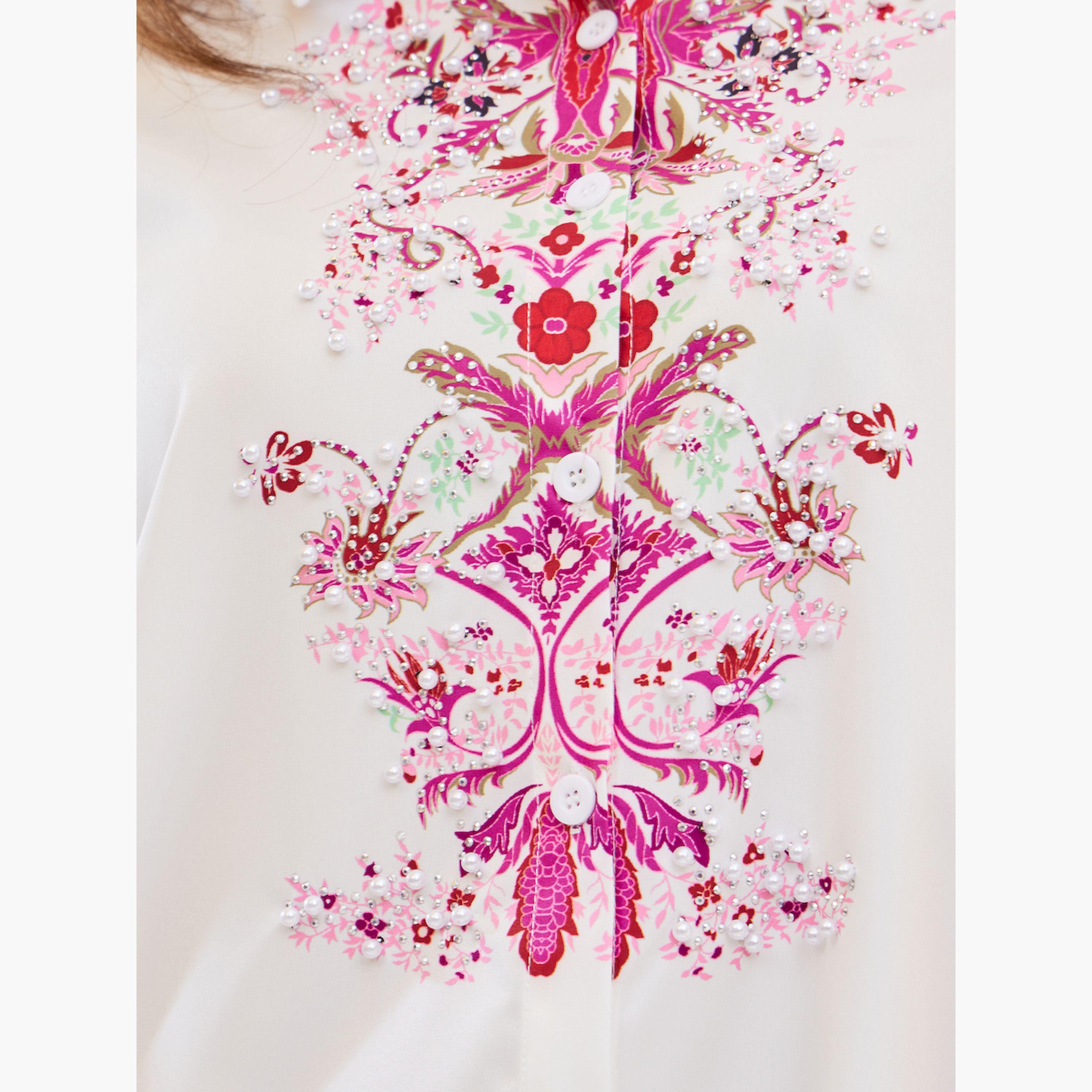 ستايلي- قميص مطبوع ومزين باللؤلؤ-women-clothing-shirtsandblouses-shirts-image-4