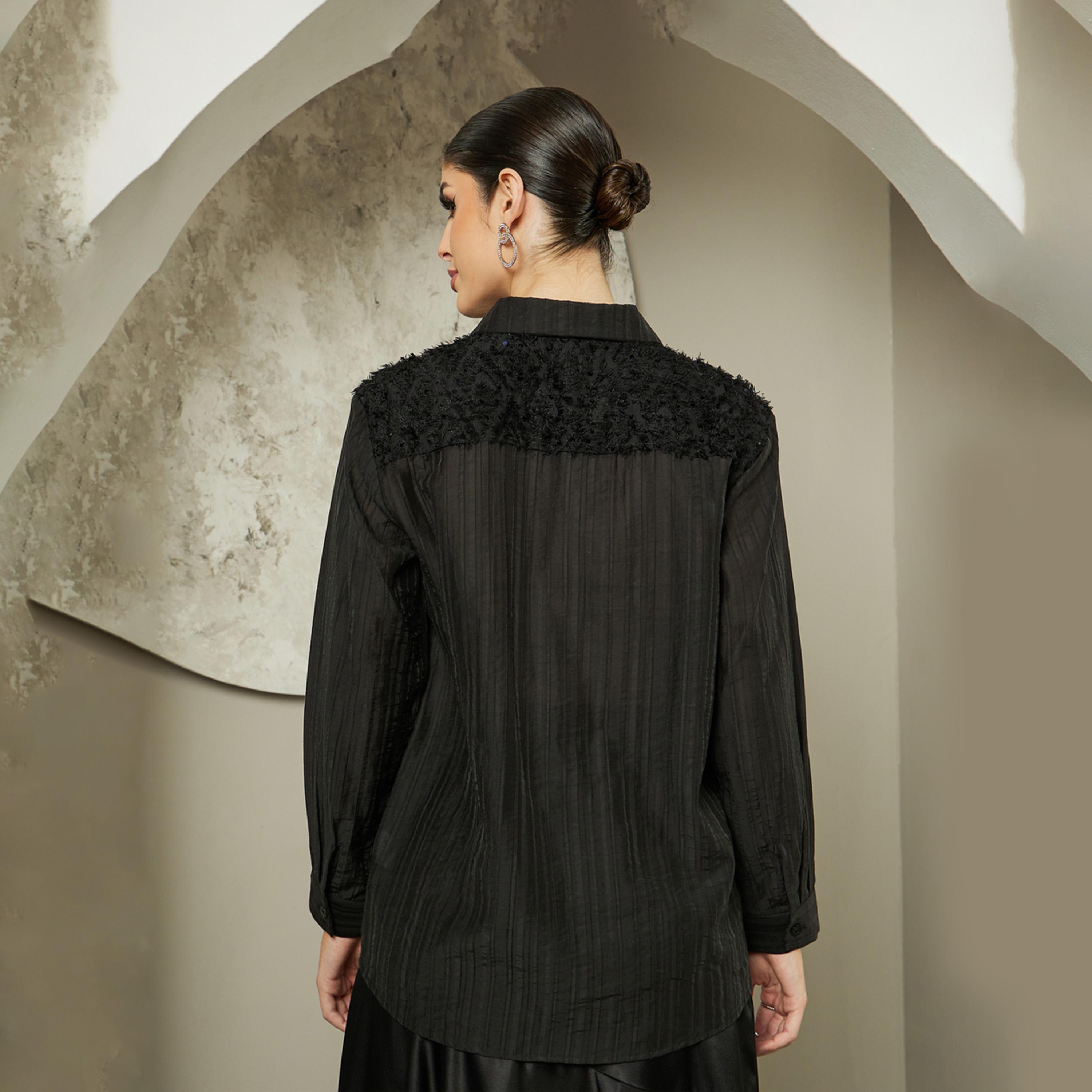 ستايلي - قميص مزين بالترتر المزخرف وياقة واسعة-women-clothing-shirtsandblouses-shirts-image-1