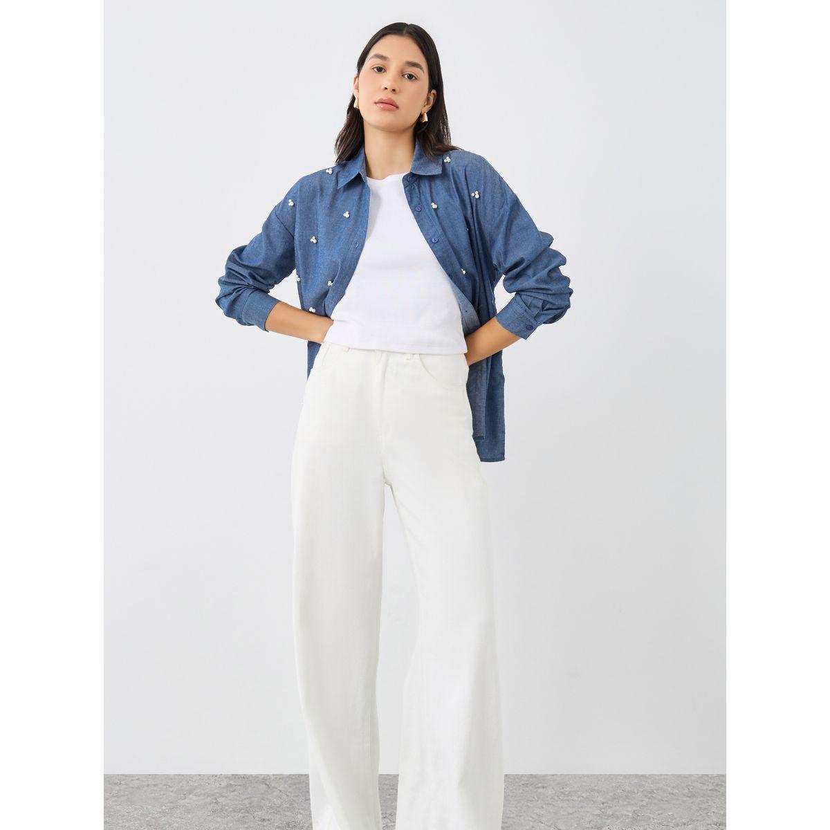 Styli Embellished Long Sleeve Denim Shirt-women-clothing-shirtsandblouses-shirts-image-2