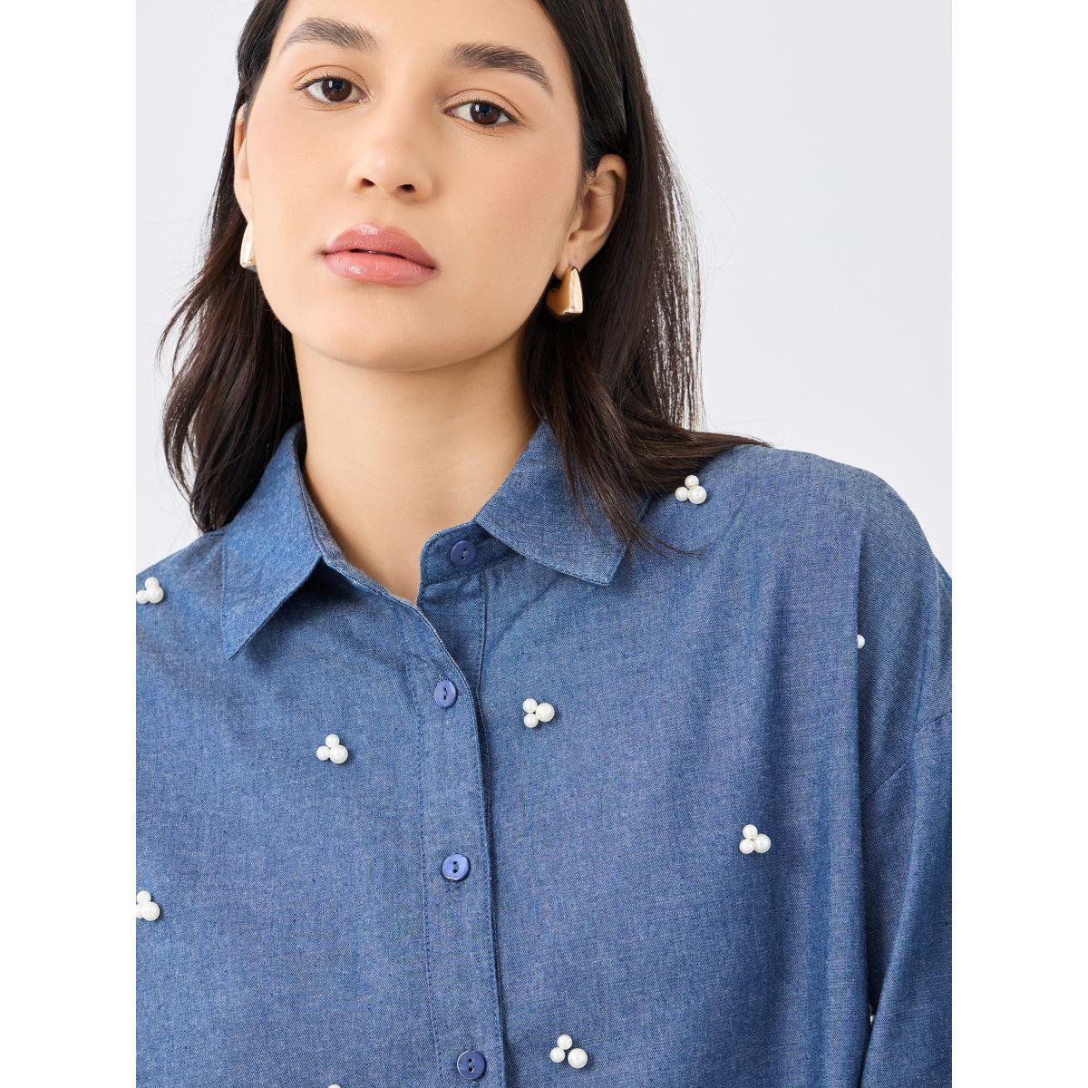 Styli Embellished Long Sleeve Denim Shirt-women-clothing-shirtsandblouses-shirts-image-4