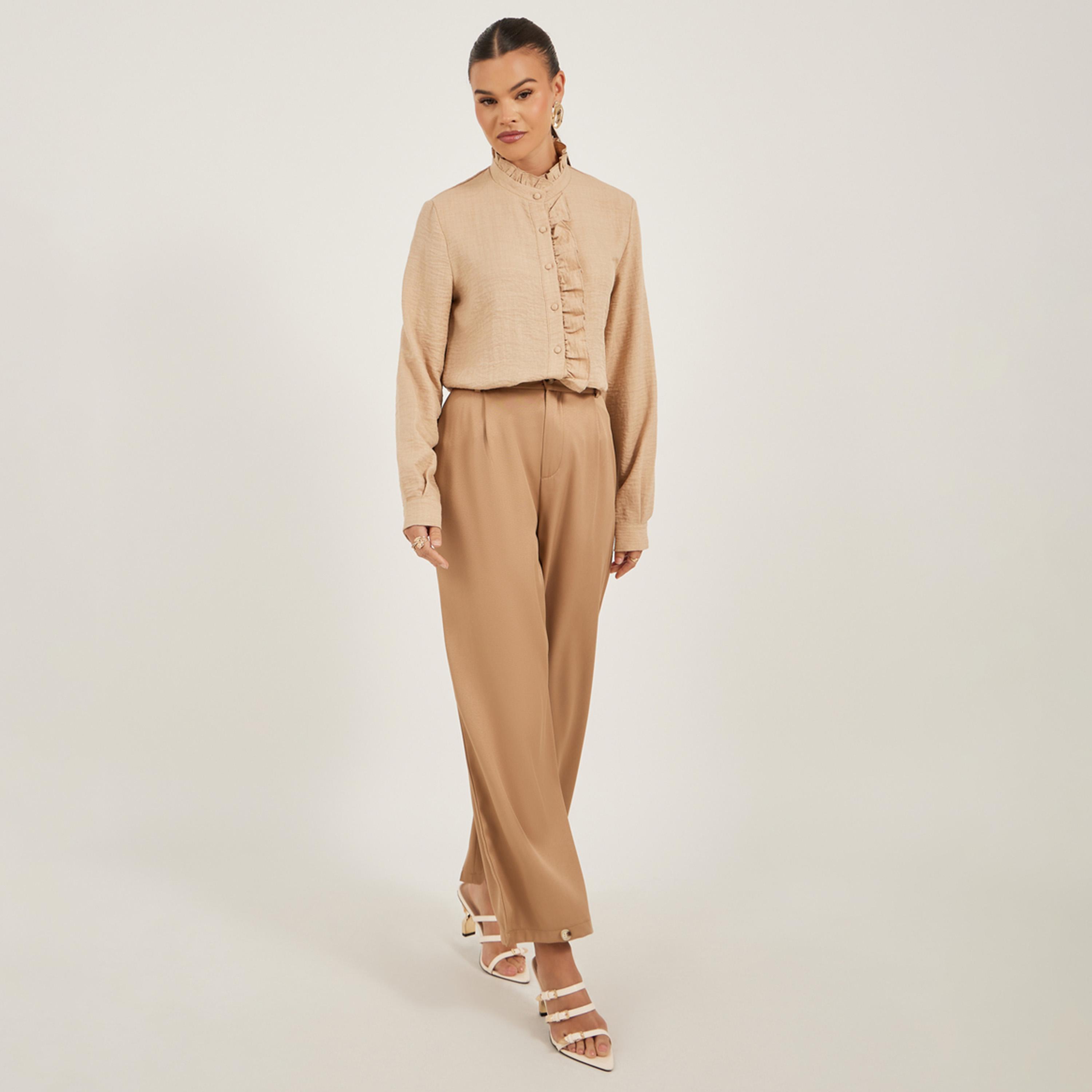 Styli Textured Ruffled Detail High Neck Blouse-women-clothing-shirtsandblouses-blouses-image-2