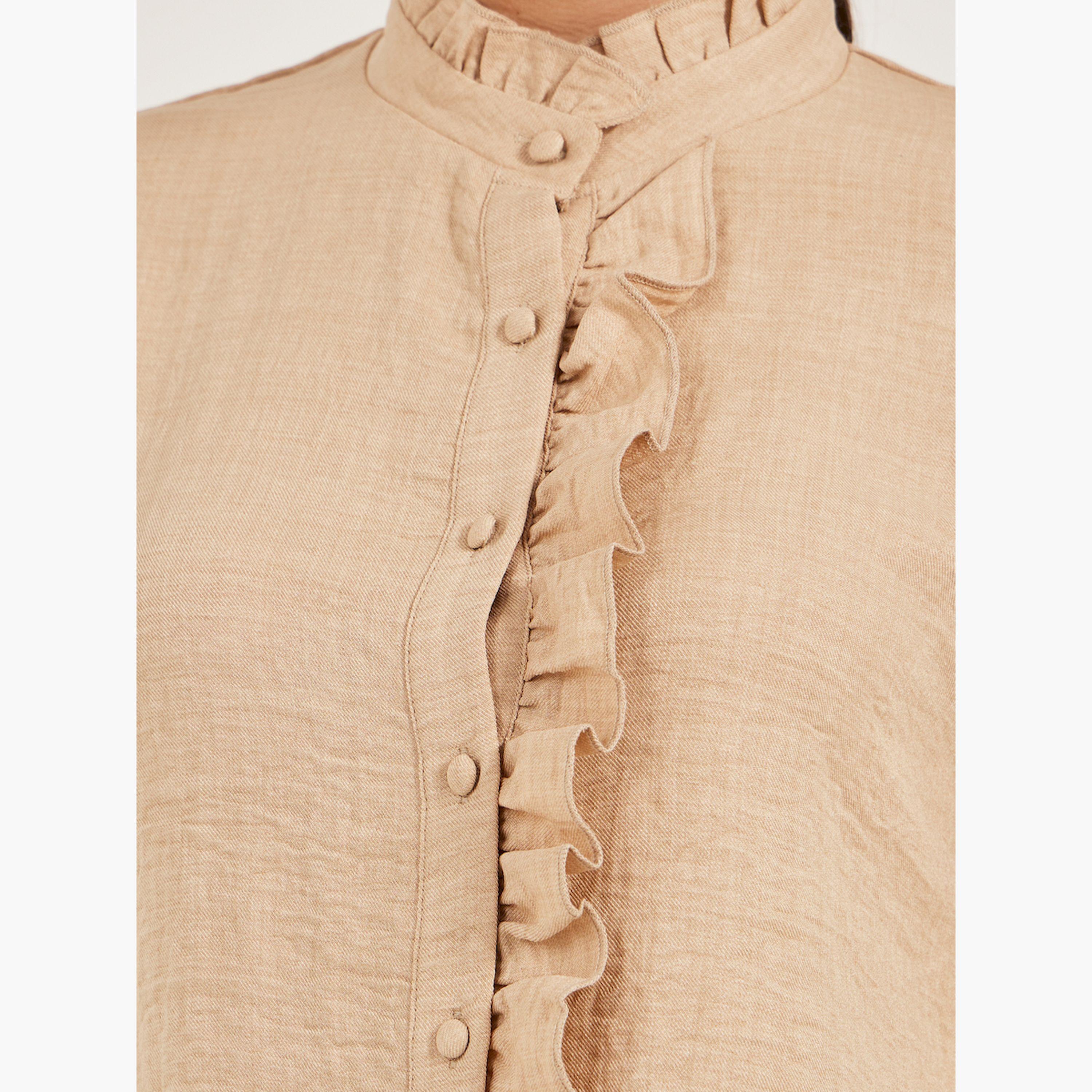 ستايلي - بلوزة برقبة عالية مع كشكش-women-clothing-shirtsandblouses-blouses-image-4