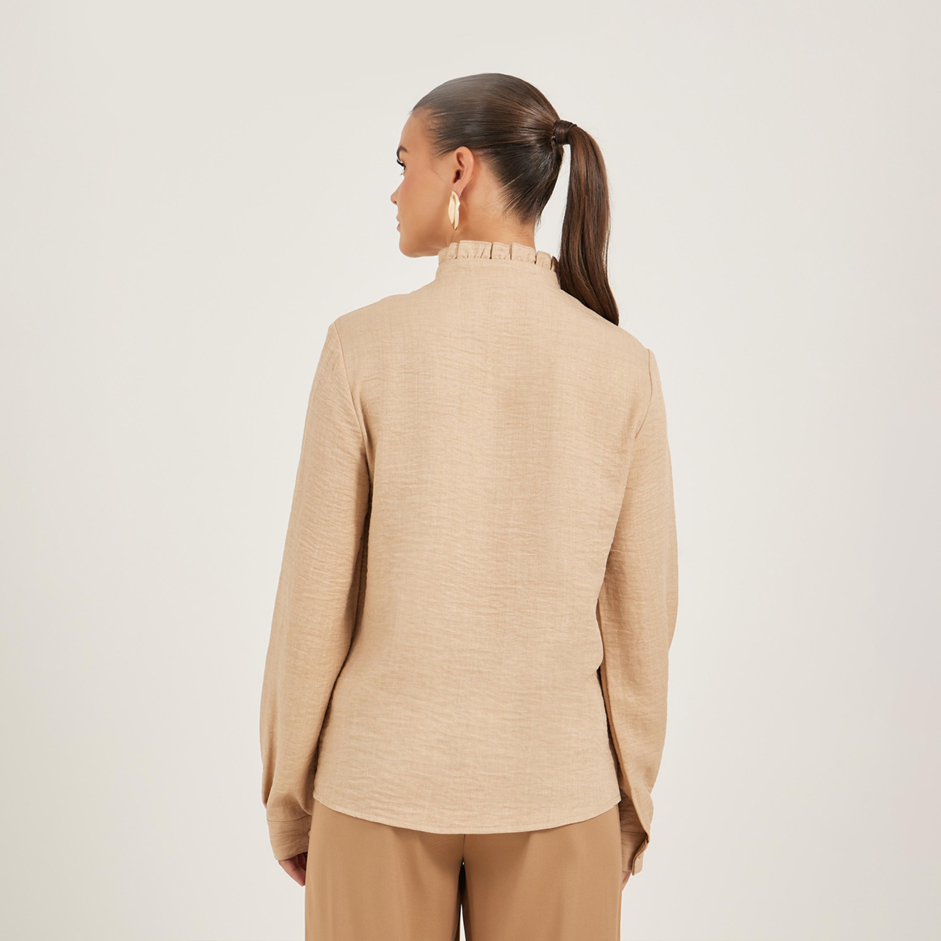 Styli Textured Ruffled Detail High Neck Blouse-women-clothing-shirtsandblouses-blouses-image-5