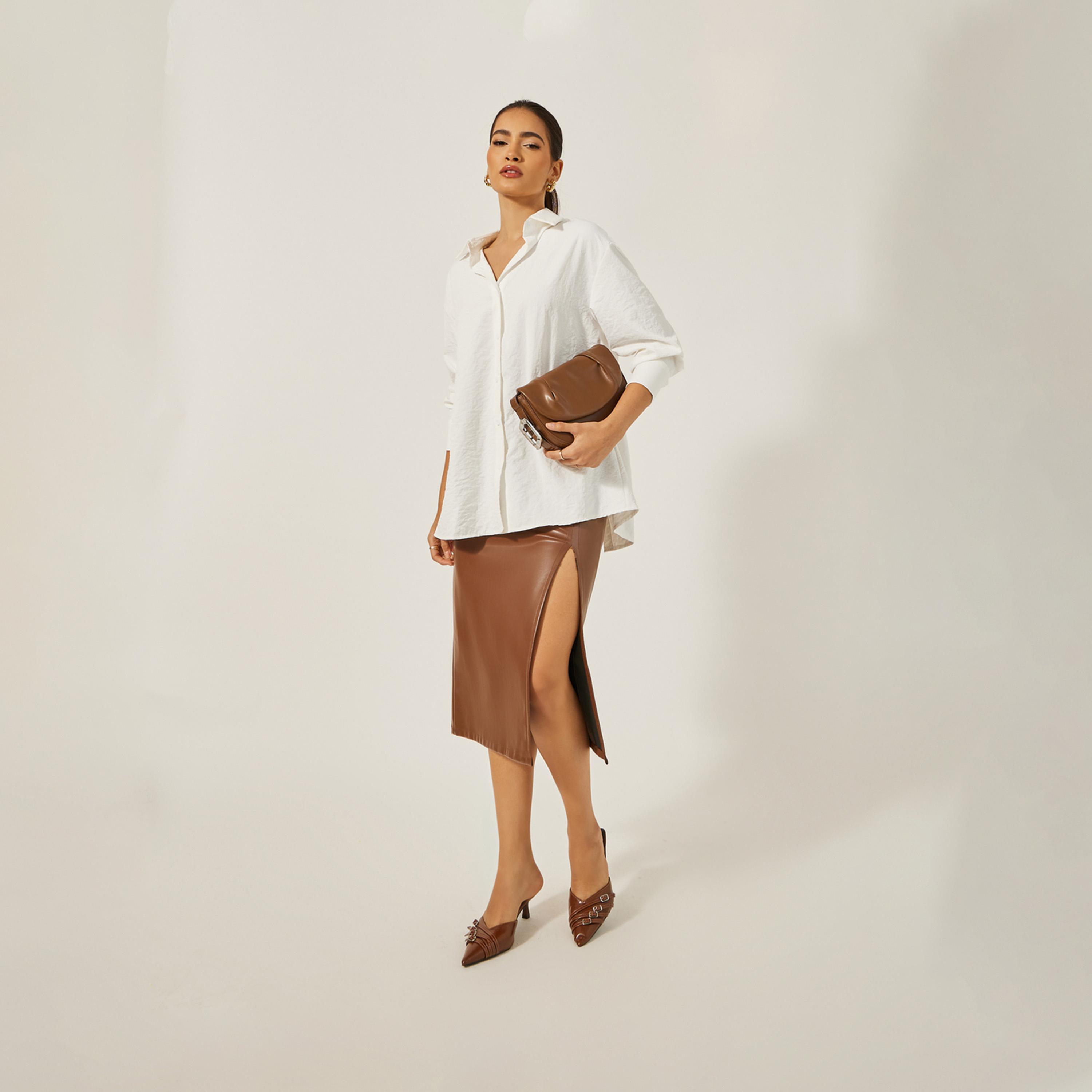 Styli Oversized Drop Shoulder Shirt with Tie-Up Detail-women-clothing-shirtsandblouses-shirts-image-2