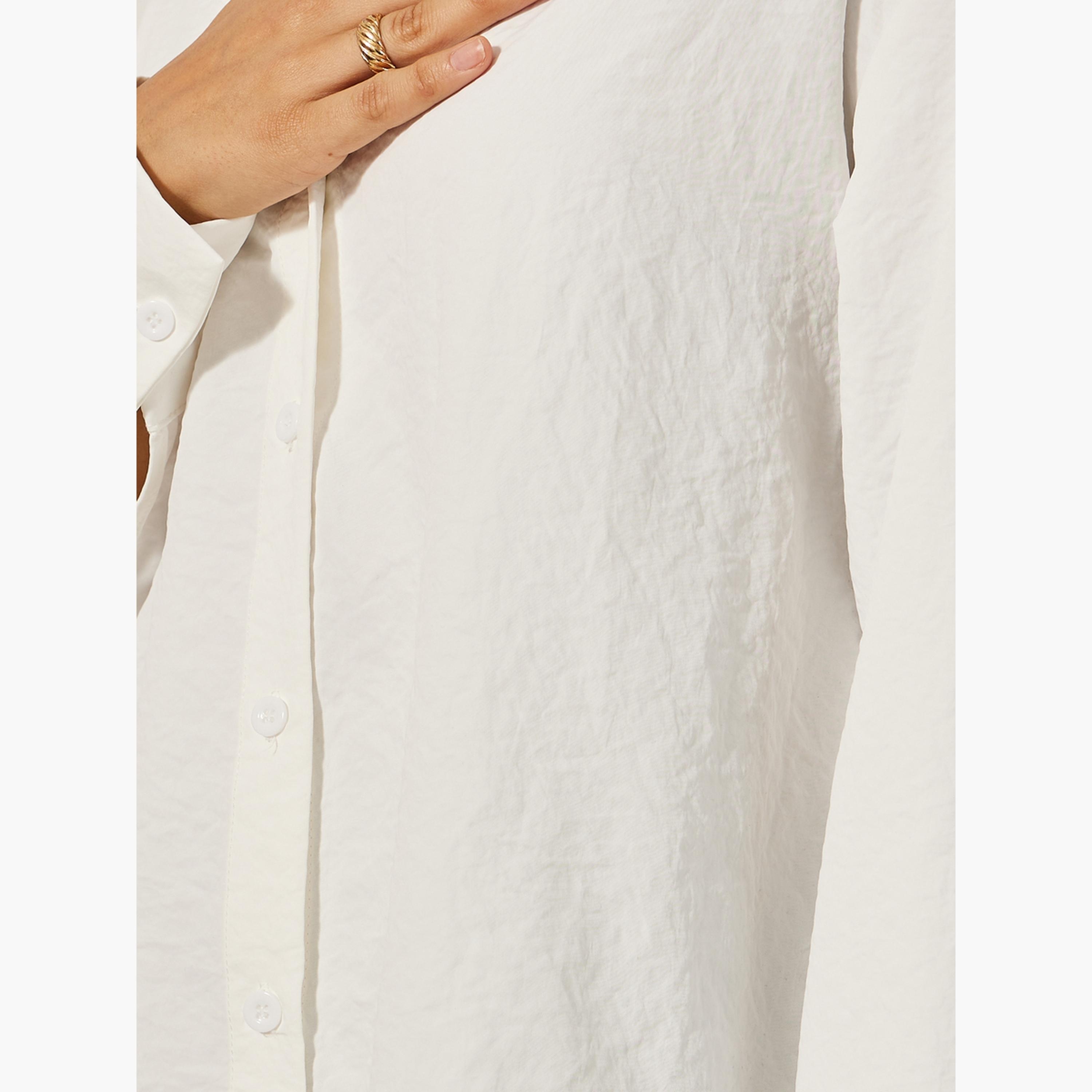 Styli Oversized Drop Shoulder Shirt with Tie-Up Detail-women-clothing-shirtsandblouses-shirts-image-4