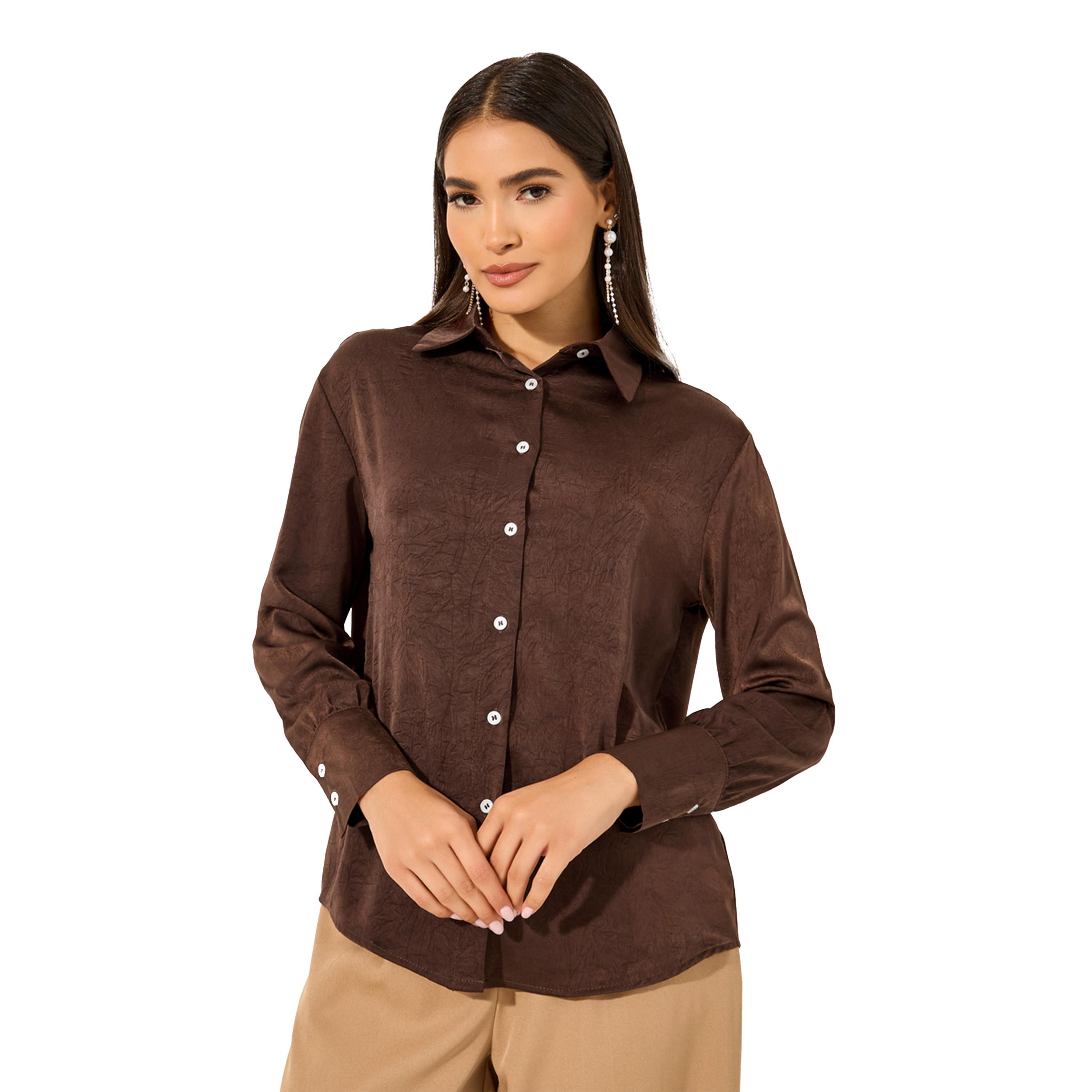 Styli Solid Buttoned Down Spread Collar Shirt-women-clothing-shirtsandblouses-shirts-image-2