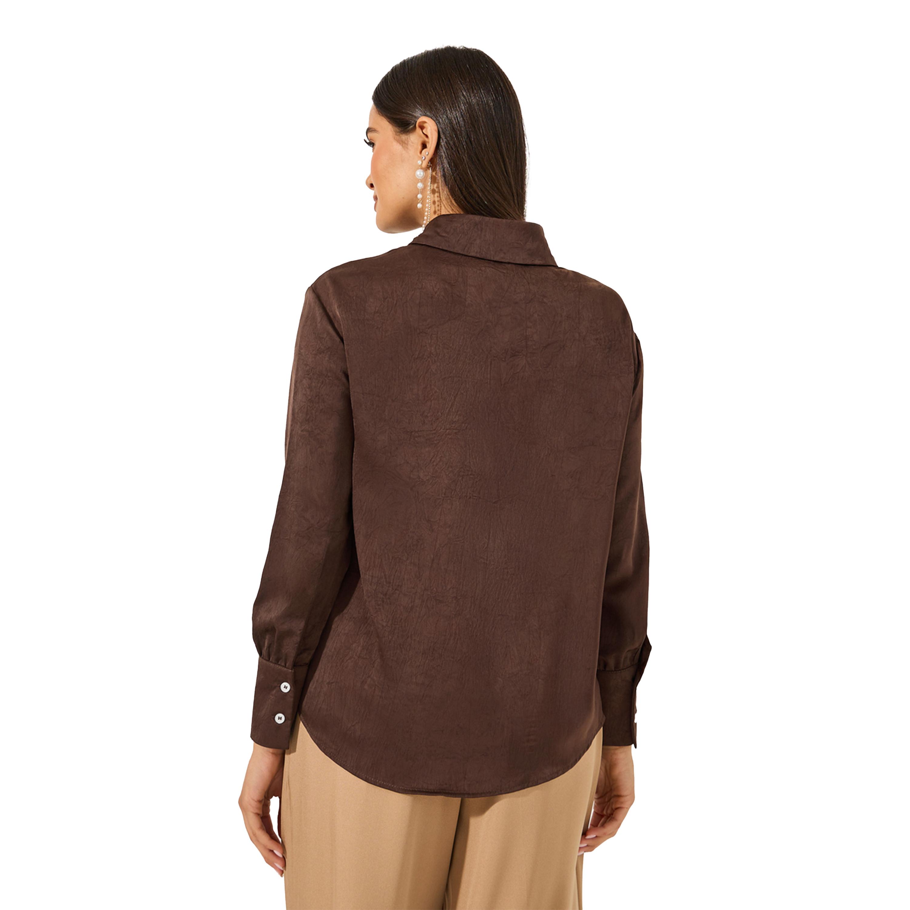 Styli Solid Buttoned Down Spread Collar Shirt-women-clothing-shirtsandblouses-shirts-image-5