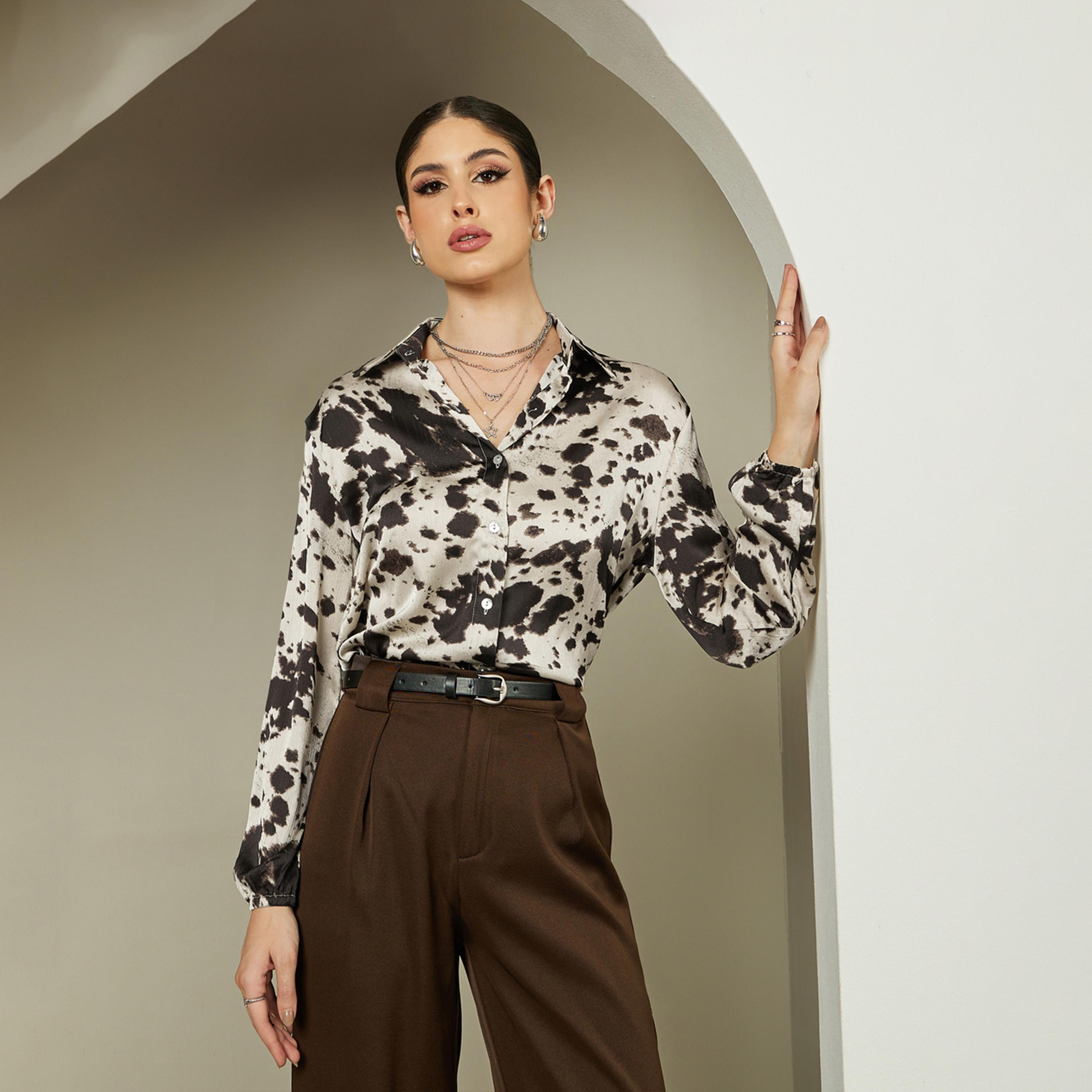 Styli All-Over Print Oversized Shirt with Overlap Detail-women-clothing-shirtsandblouses-shirts-image-1