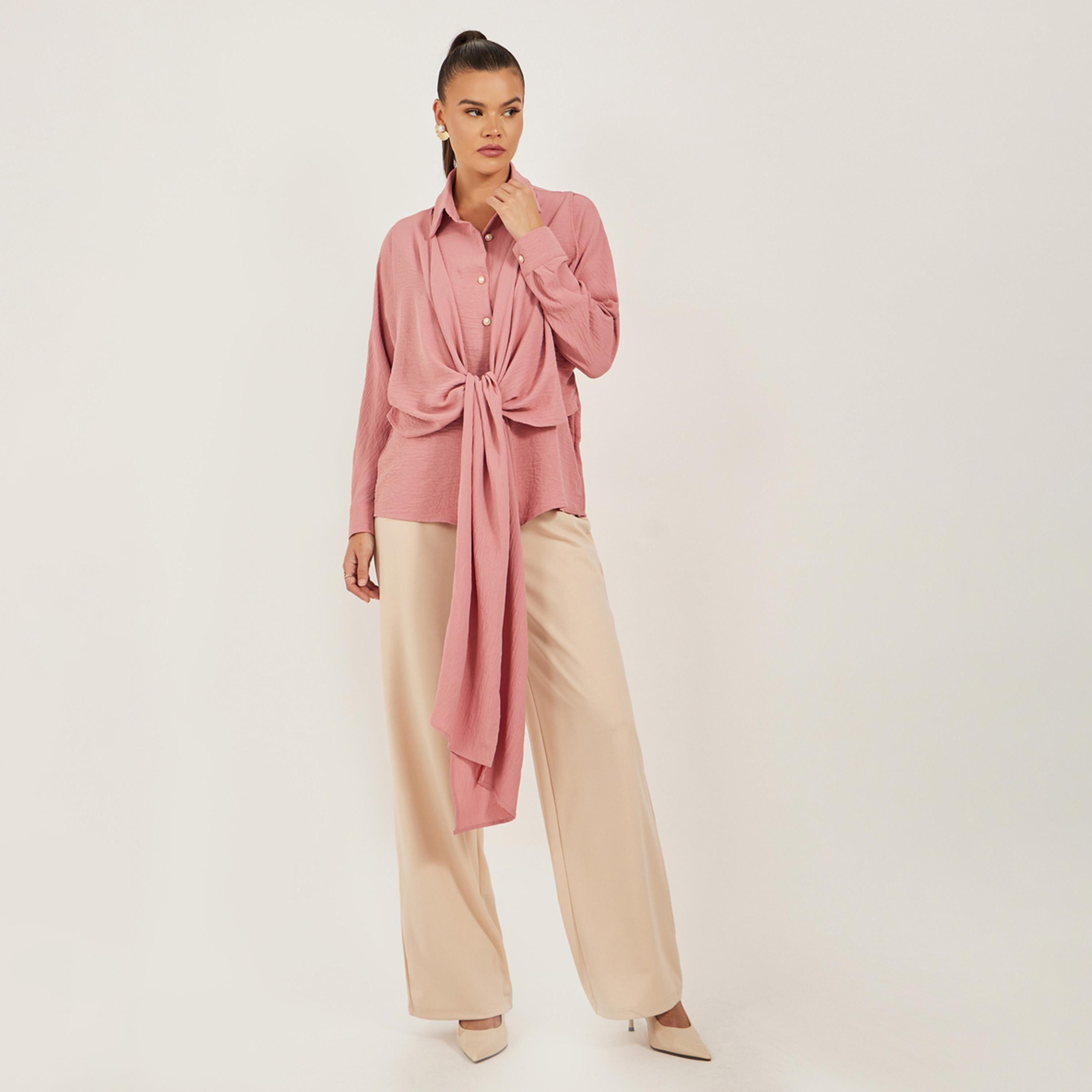 ستايلي - قميص بقصّة عادية وأزرار لؤلؤية-women-clothing-shirtsandblouses-shirts-image-1