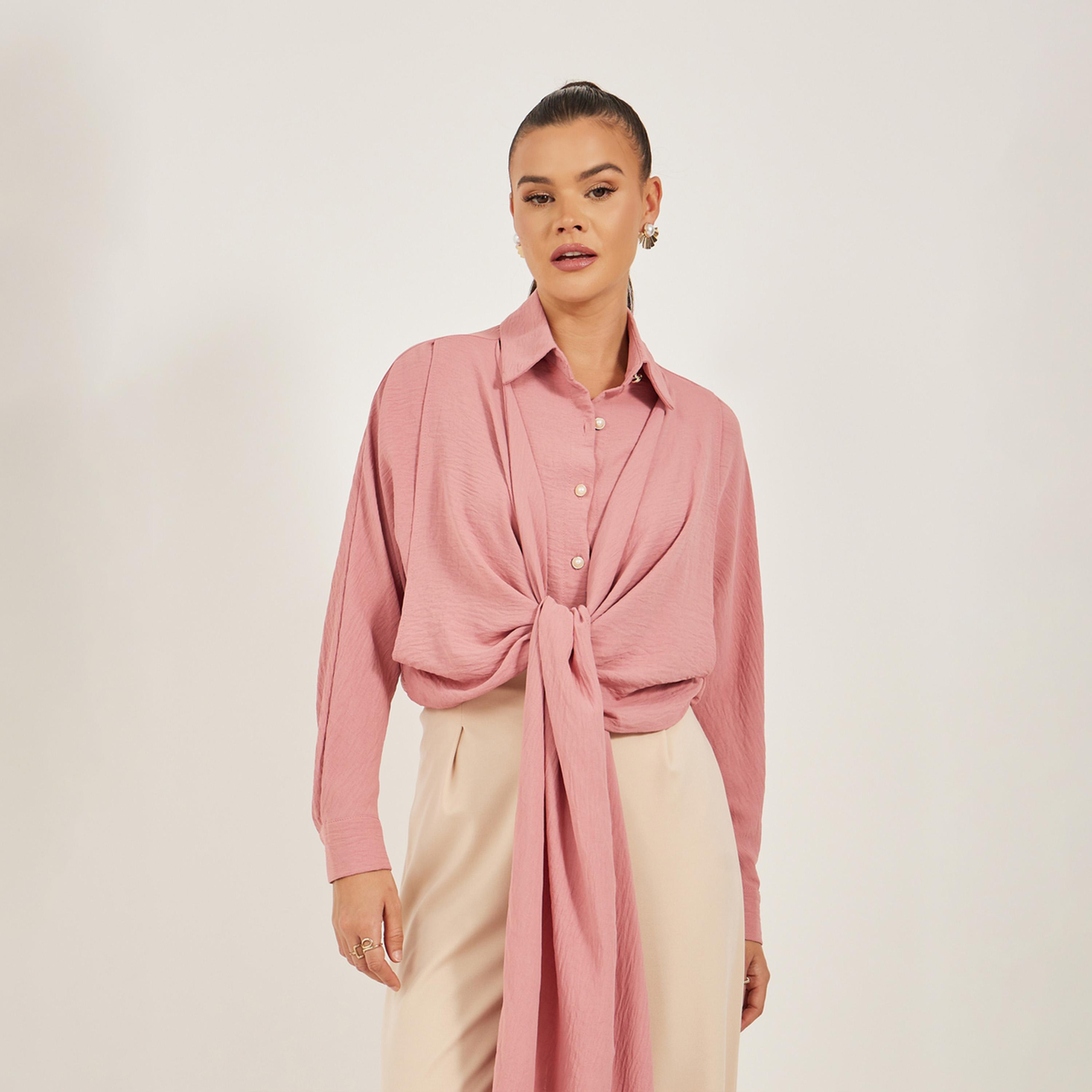 ستايلي - قميص بقصّة عادية وأزرار لؤلؤية-women-clothing-shirtsandblouses-shirts-image-2