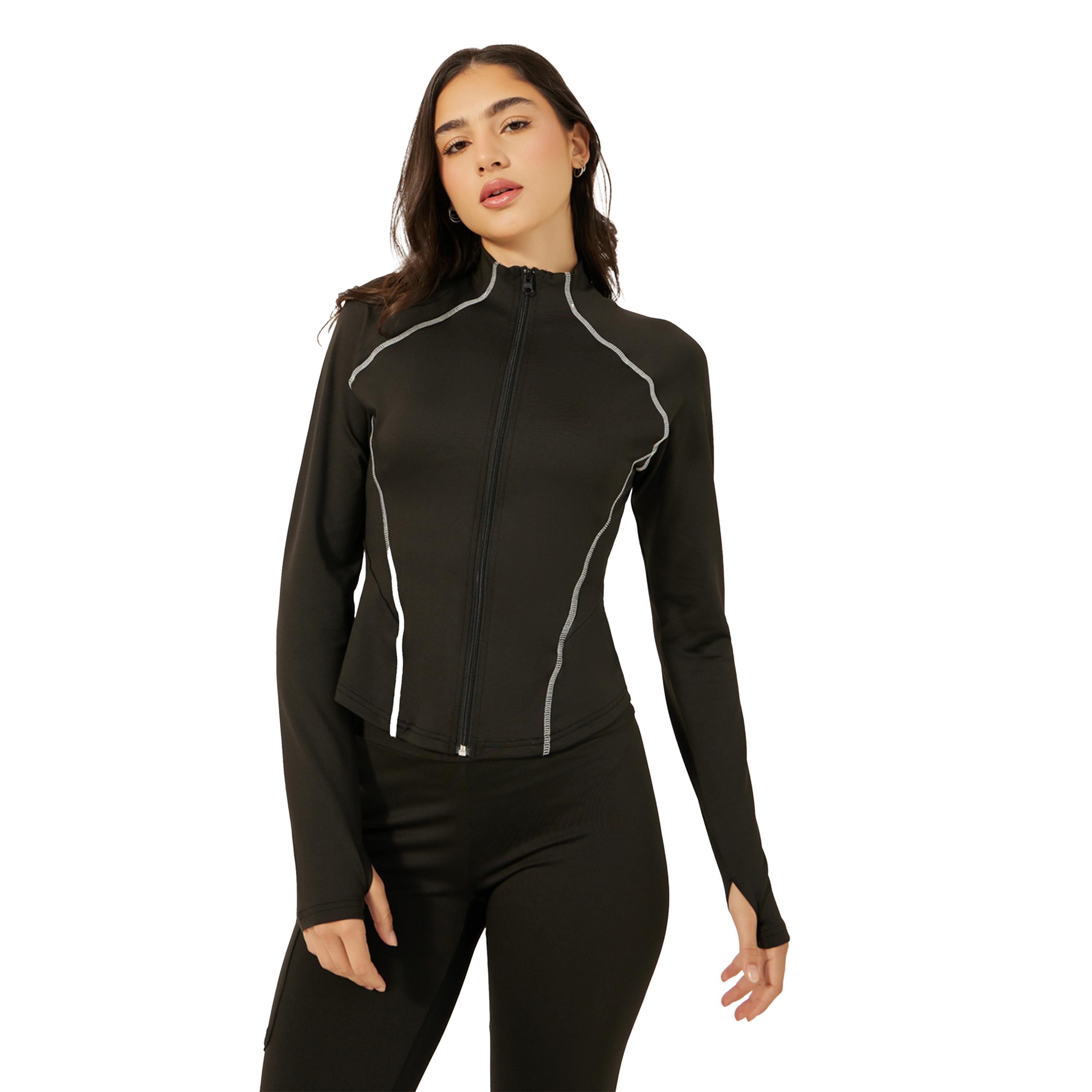 Styli Black Solid Activewear Set-women-clothing-sportswearandactivewear-trackpantsandtracksuits-image-3