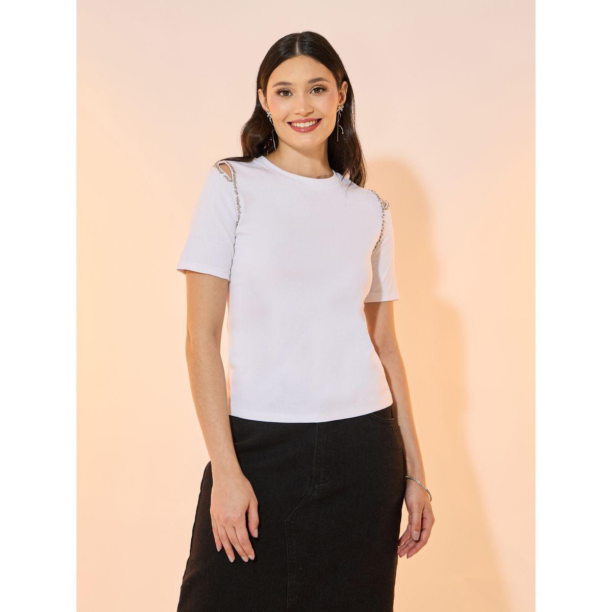 تيشيرت منمق بأكمام قصيرة وفتحات-women-clothing-tshirts-image-3