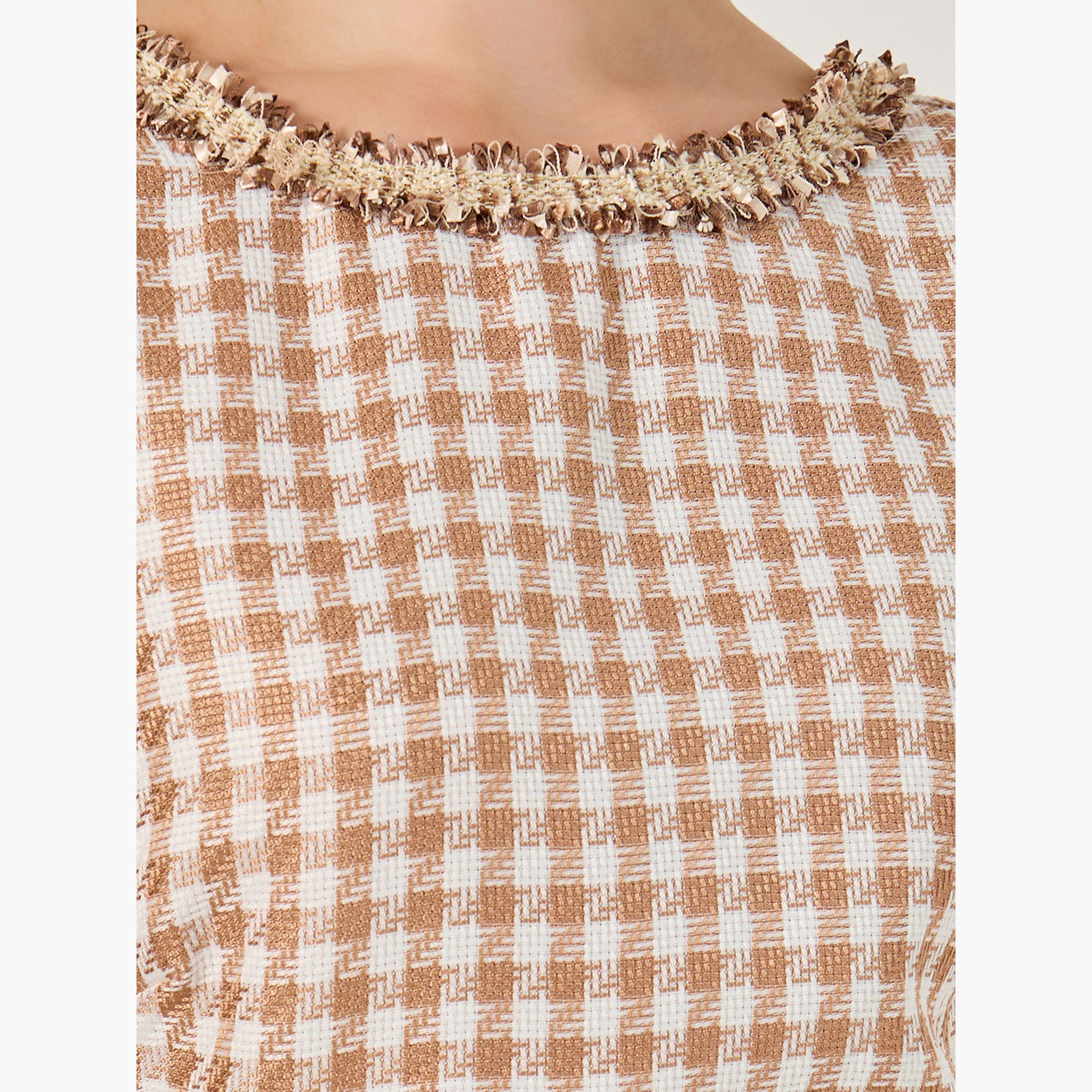 Styli Checked Short Sleeve Bodycon Midi Dress-women-clothing-dresses-image-4