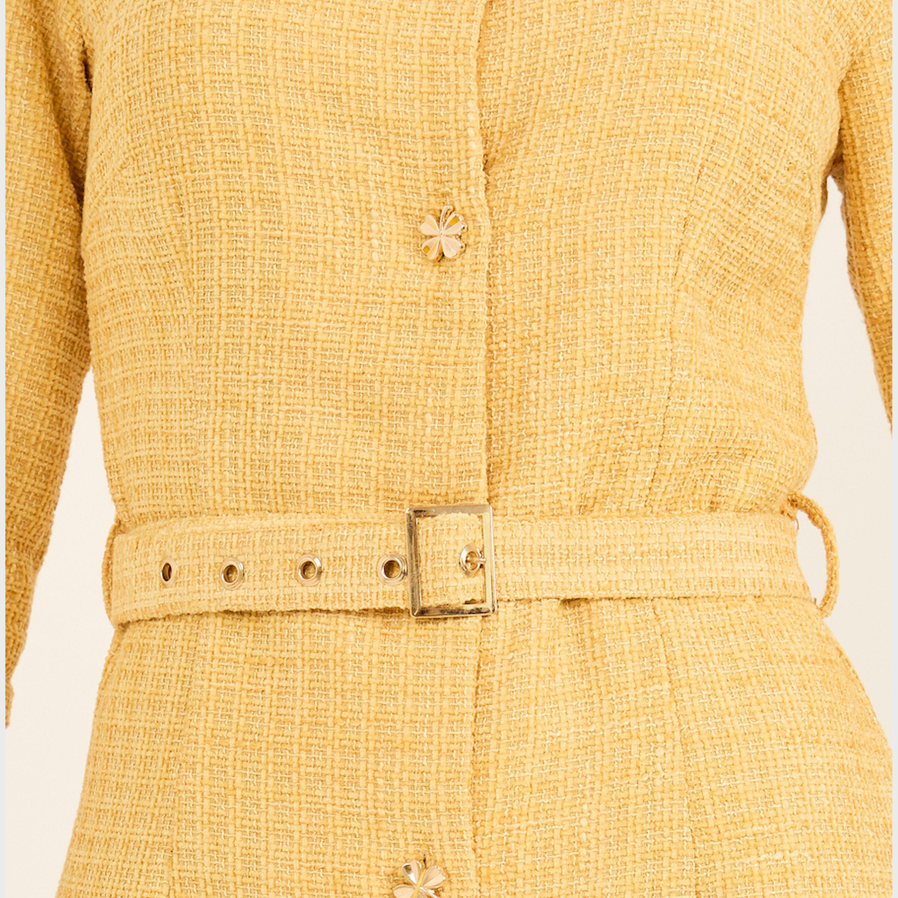ستايلي - فستان متوسط الطول بياقة وحزام-women-clothing-dresses-image-4