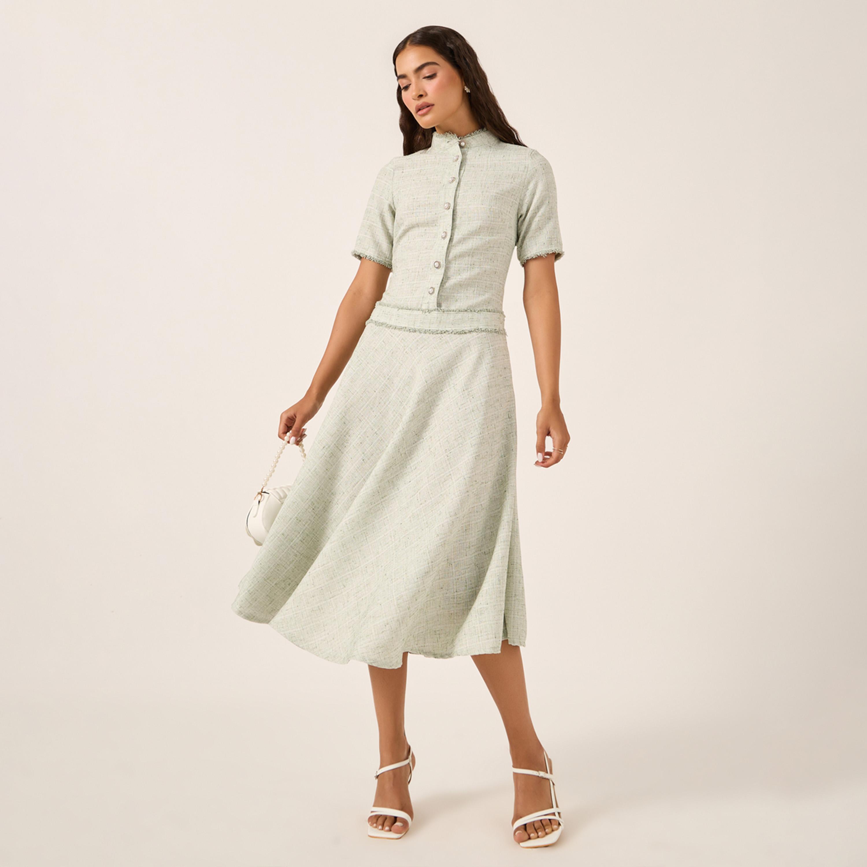 Styli Plain Short Sleeves A-Line Midi Dress-women-clothing-dresses-image-3