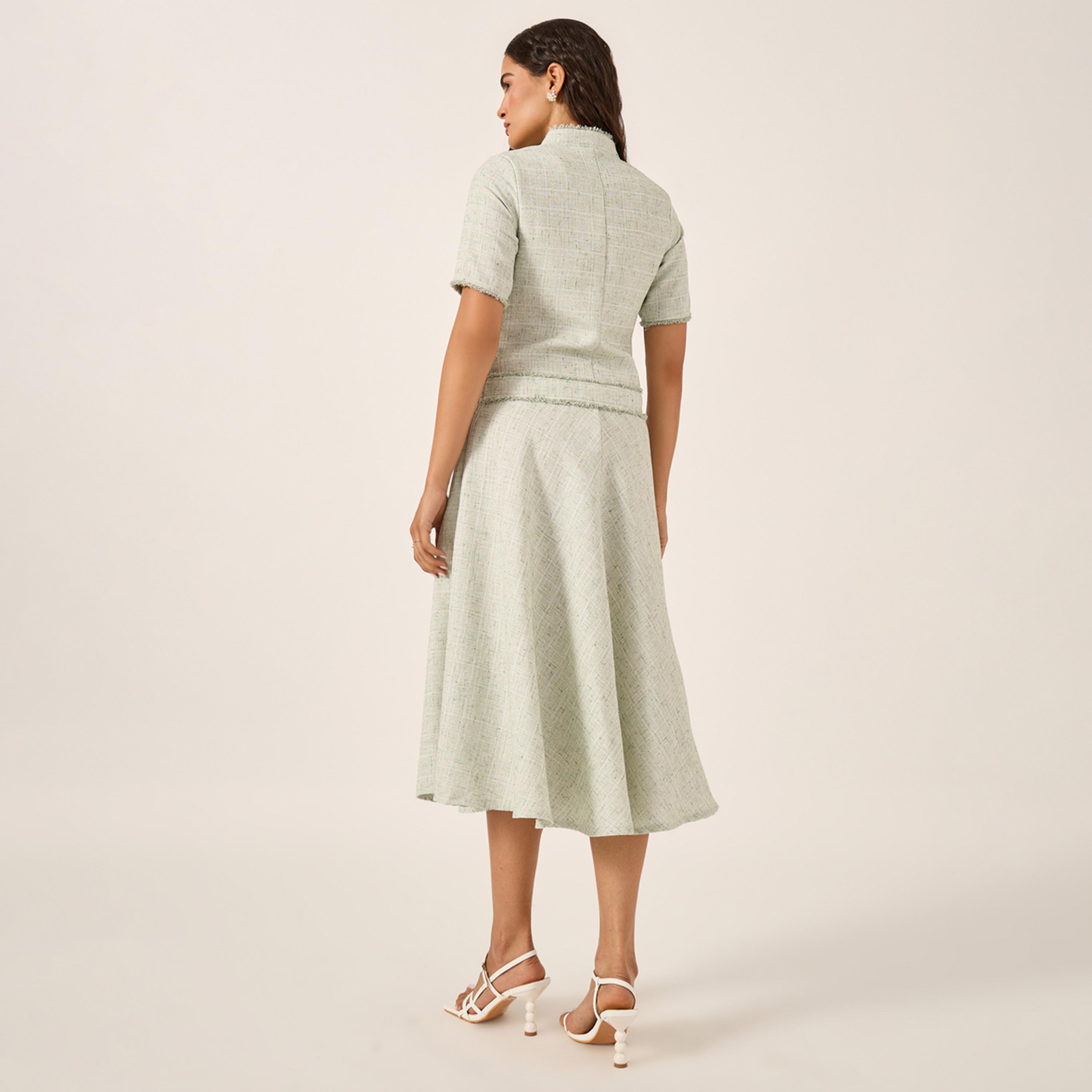 ستايلي - فستان متوسط الطول بأكمام قصيرة وقصة A-women-clothing-dresses-image-5