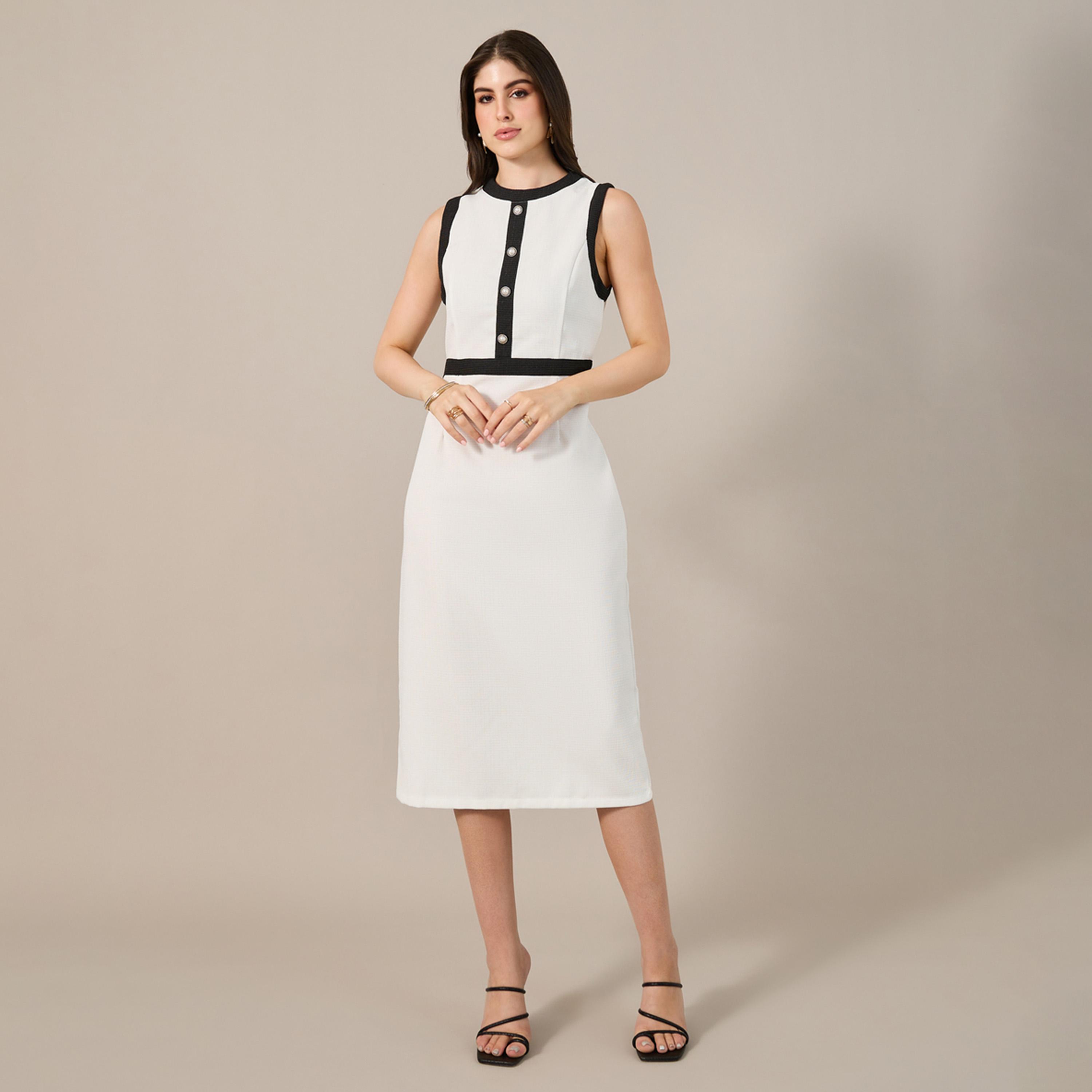 Styli Sleeveless Bodycon Midi Dress with Button Detail-women-clothing-dresses-image-1