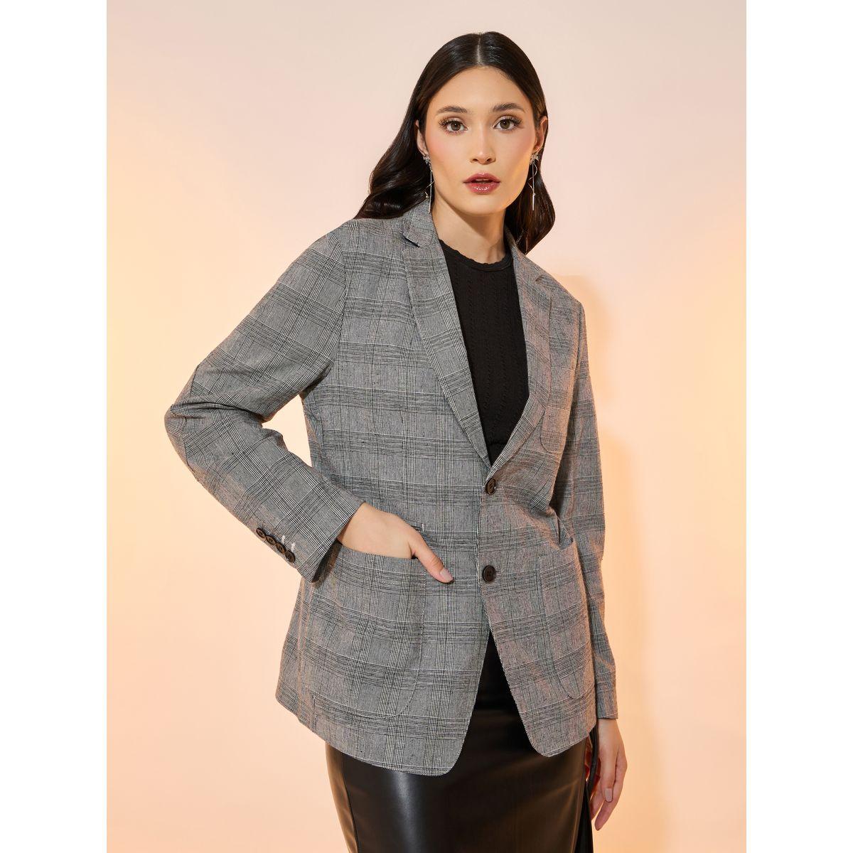 بليزر بطبعة مربعات مع جيوب-women-clothing-coatsandjackets-blazers-image-3