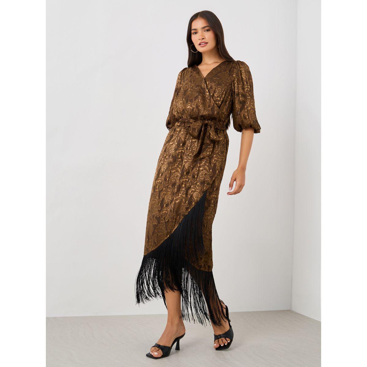 Styli Self Design Elbow Sleeves Wrap Maxi Dress-women-clothing-dresses-image-1