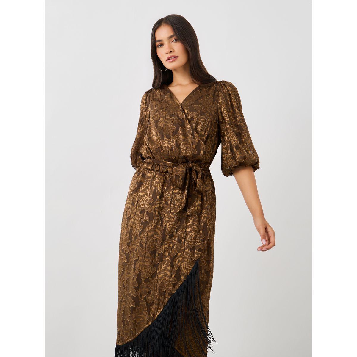Styli Self Design Elbow Sleeves Wrap Maxi Dress-women-clothing-dresses-image-3