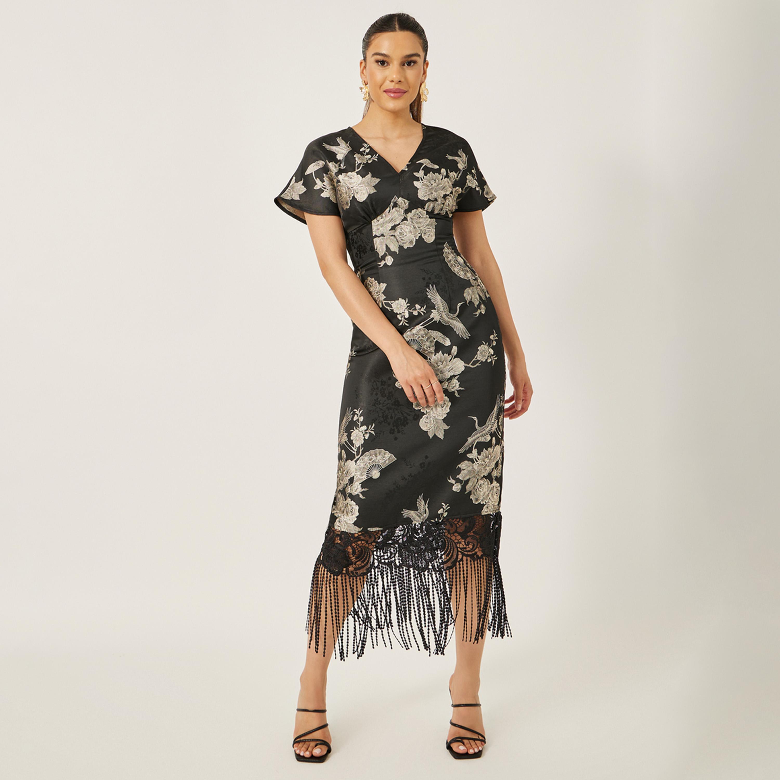 ستايلي-  فستان ميدي بأكمام قصيرة وطبعات زهور-women-clothing-dresses-image-2