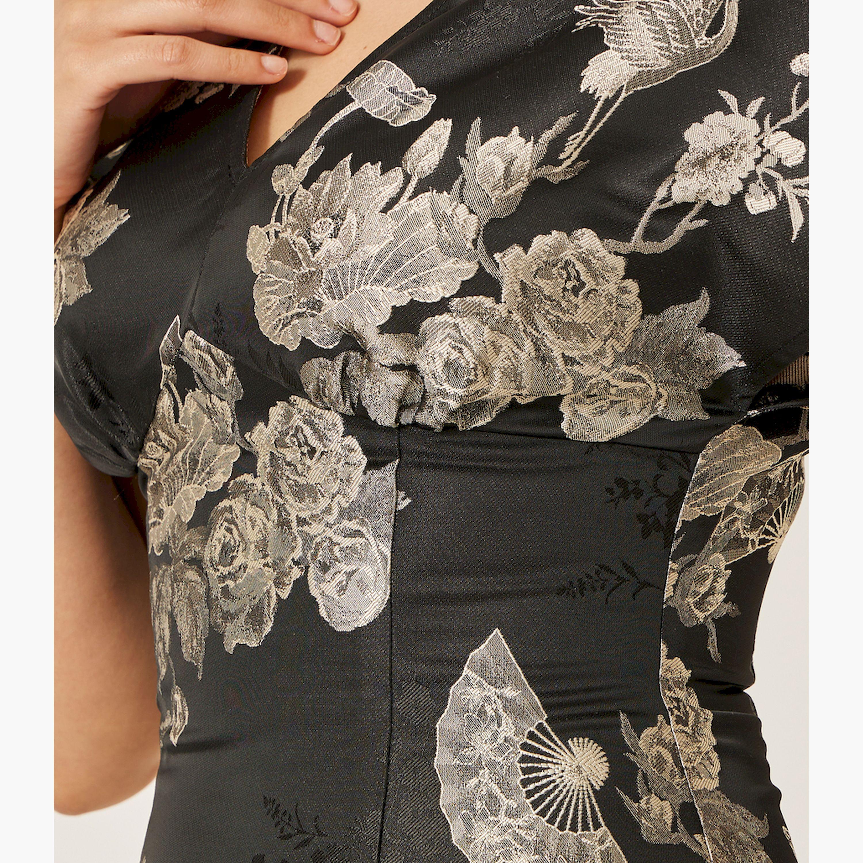 ستايلي-  فستان ميدي بأكمام قصيرة وطبعات زهور-women-clothing-dresses-image-5