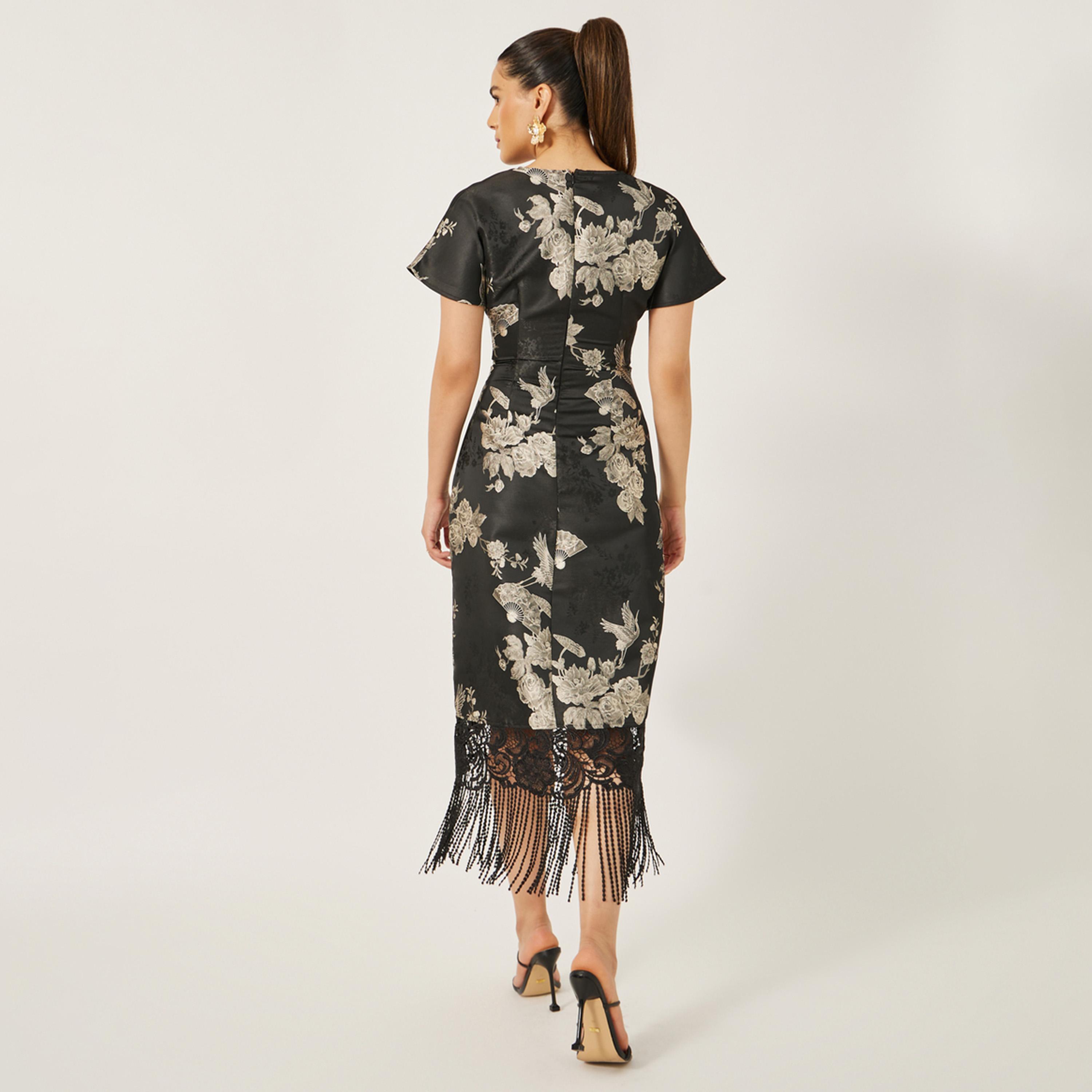 ستايلي-  فستان ميدي بأكمام قصيرة وطبعات زهور-women-clothing-dresses-image-6