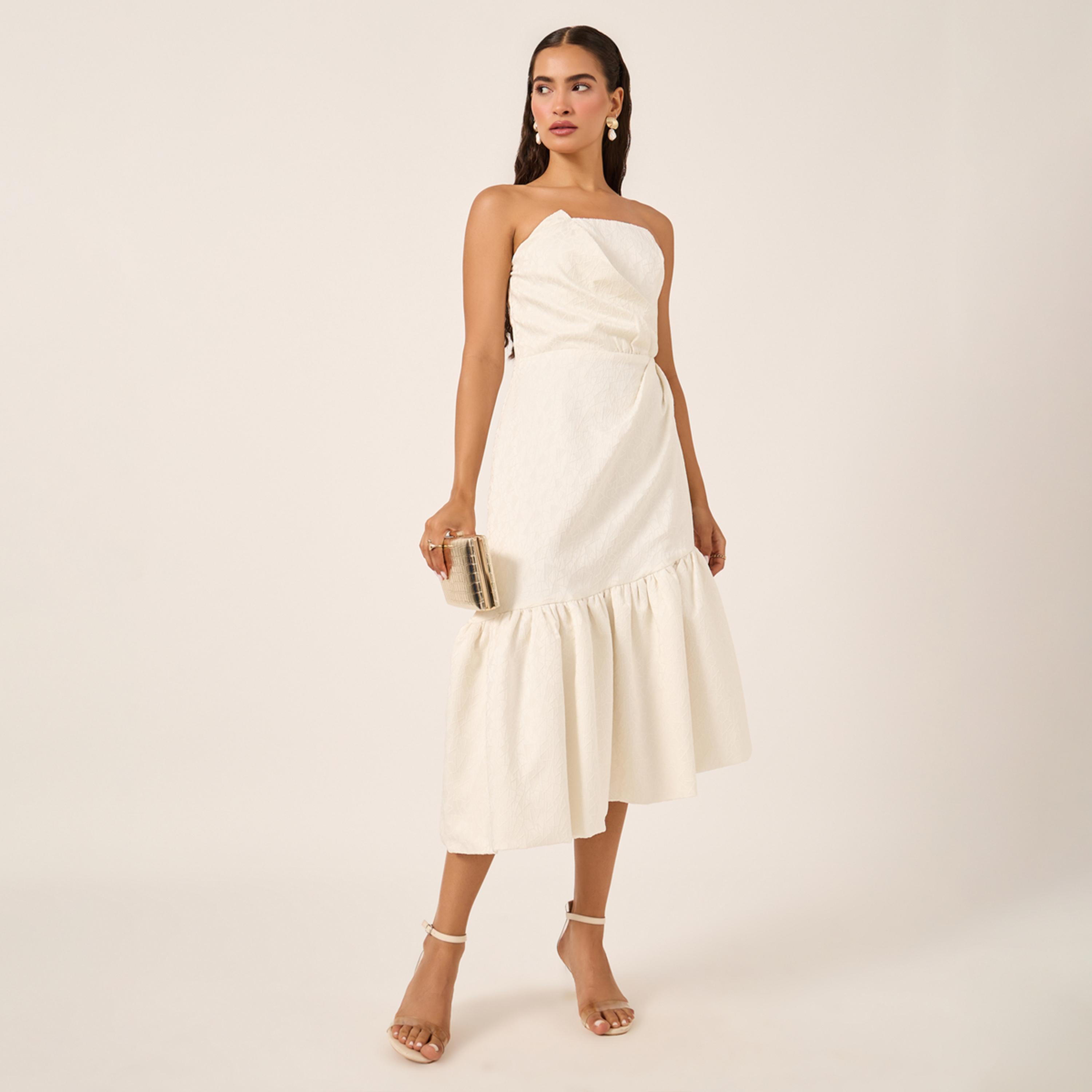 ستايلي - فستان ميدي بفتحة رقبة وقصّة A بدون أكمام-women-clothing-dresses-image-2