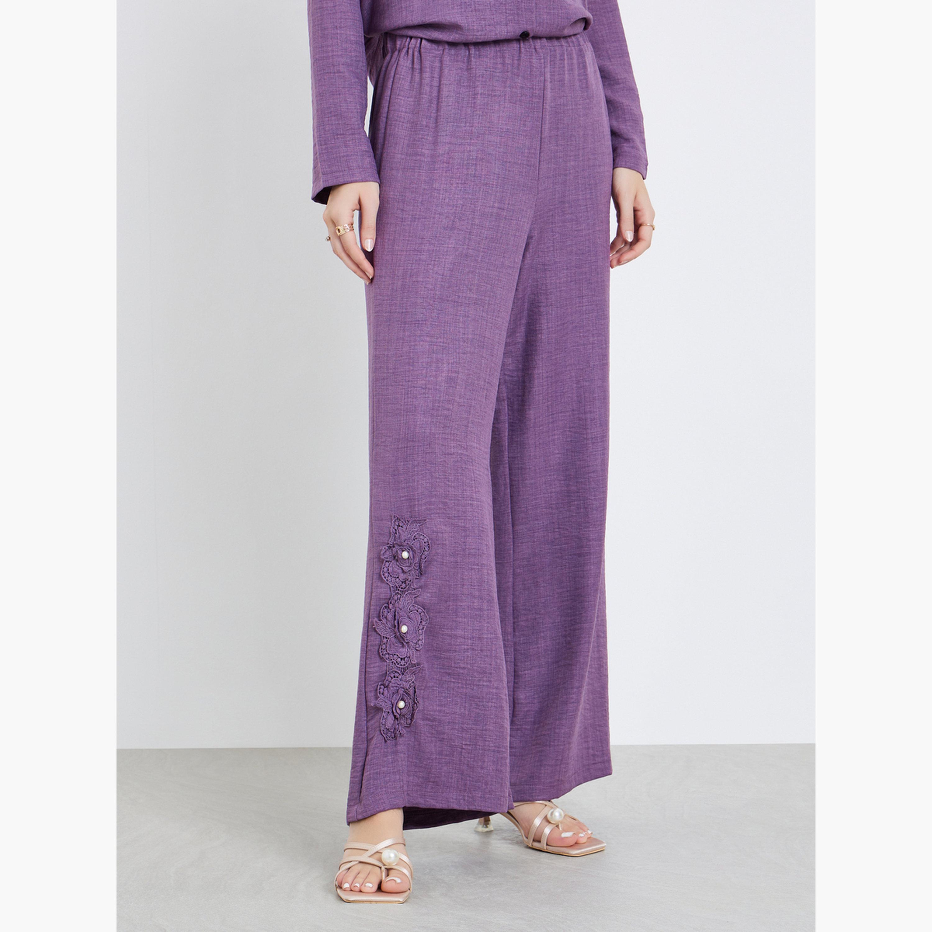 Styli Women Corsage Detail Maxi Shirt and Pants Modest Set-women-arabicclothing-sets-image-5