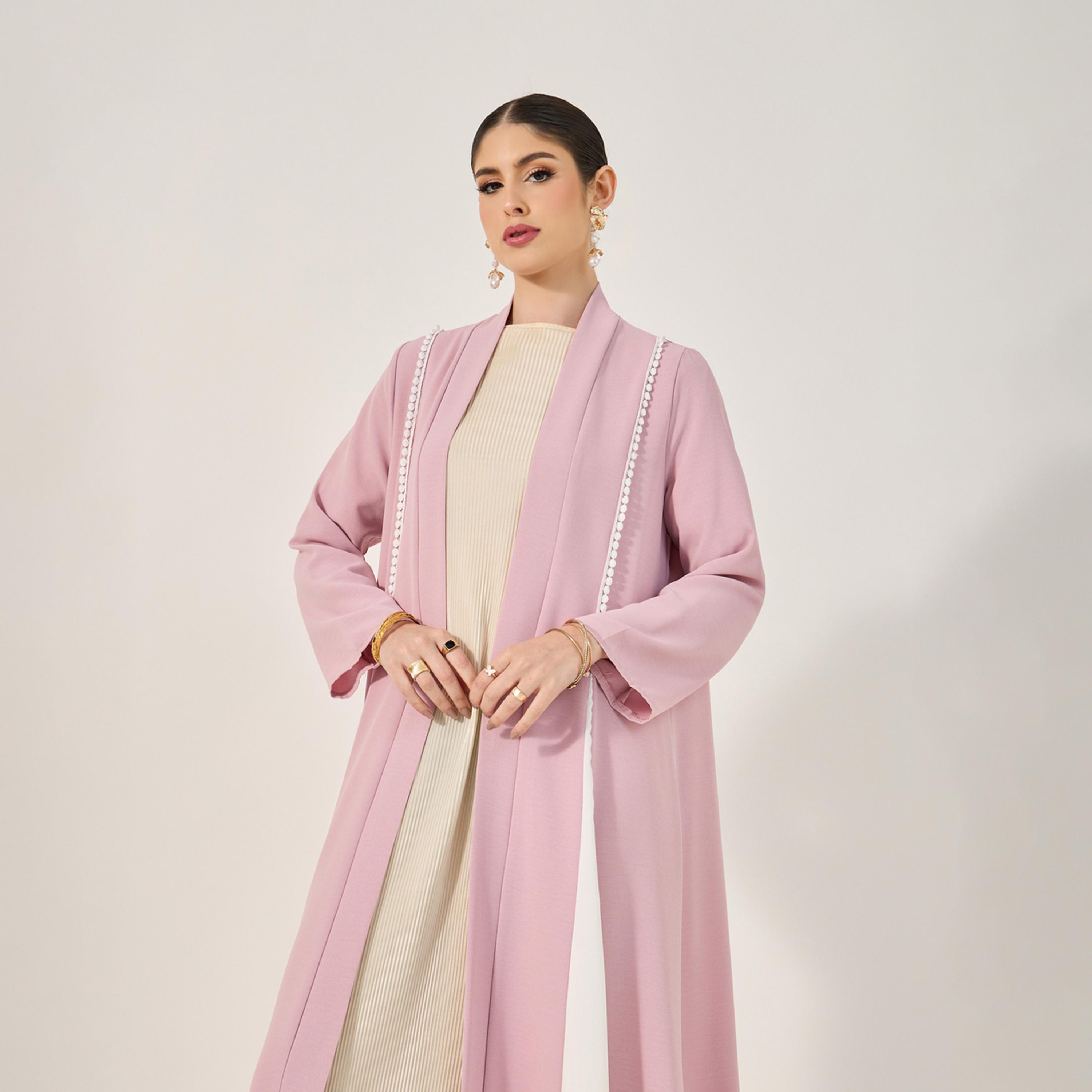 Styli Color Block Buttons Detail A-Line Abaya-women-arabicclothing-abayas-image-3