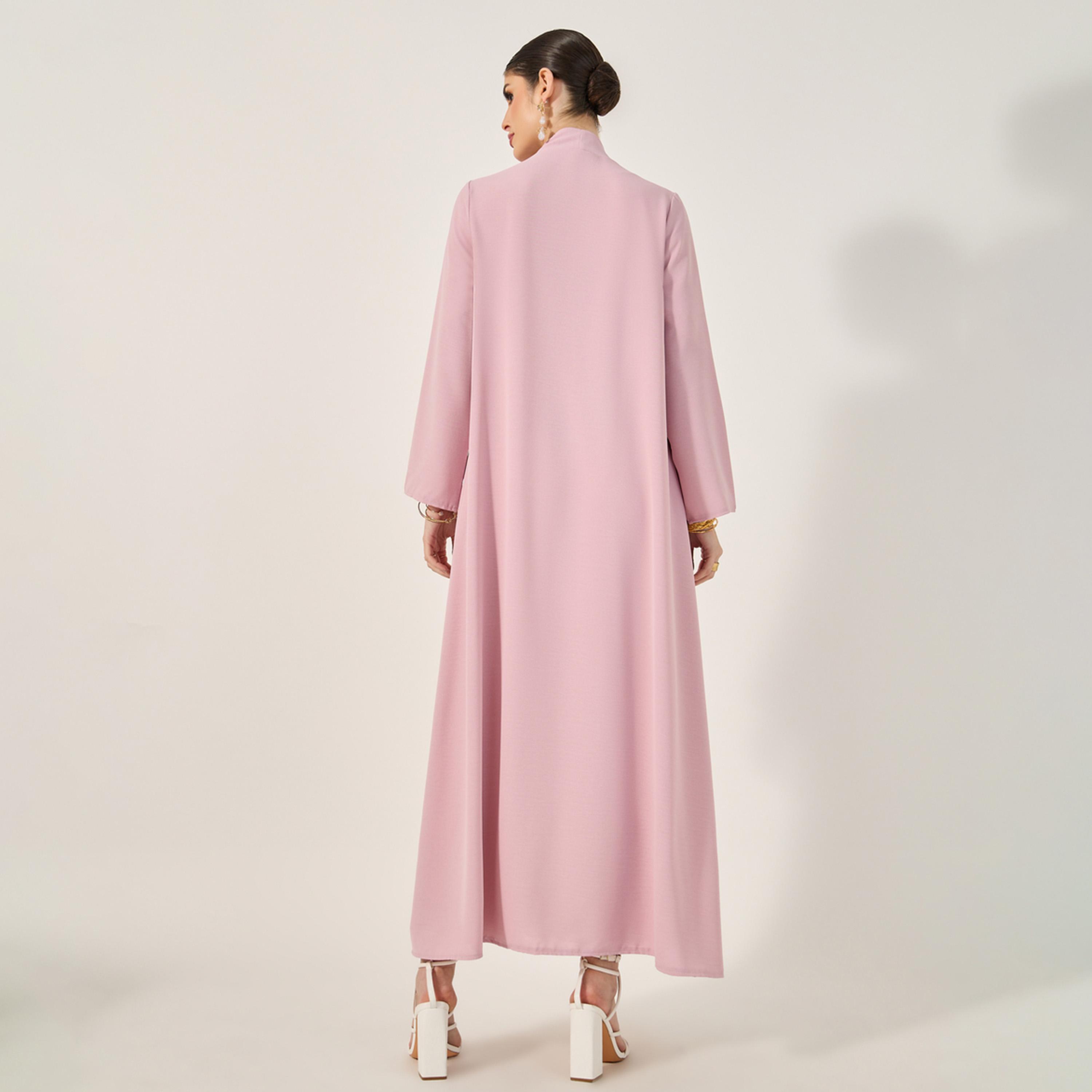 Styli Color Block Buttons Detail A-Line Abaya-women-arabicclothing-abayas-image-5