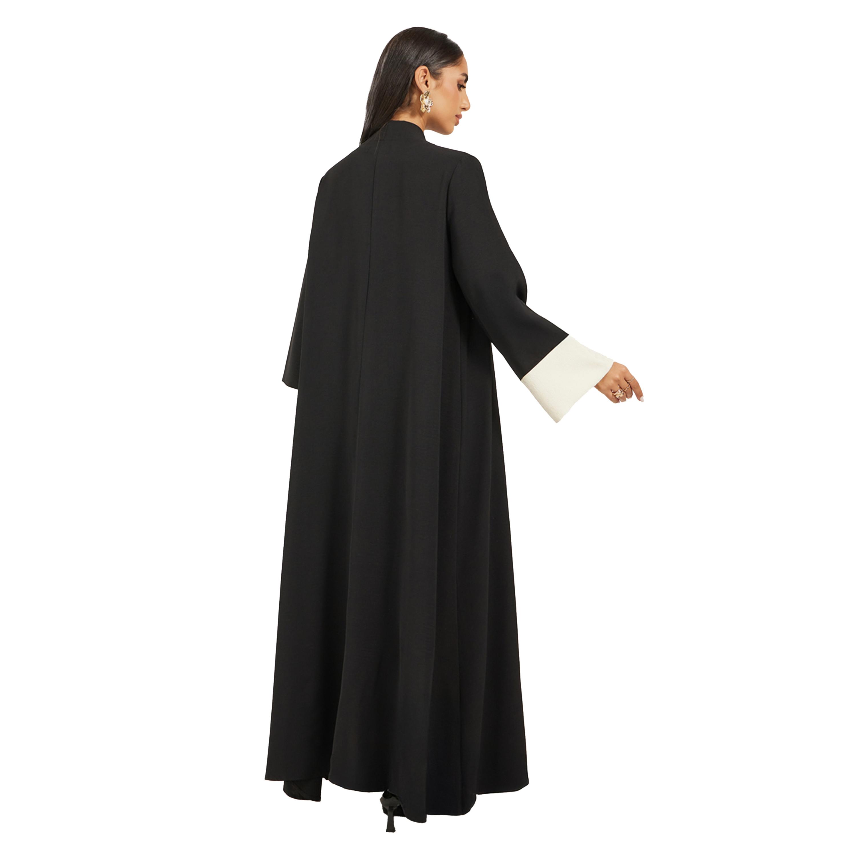 أميرة x ستايلي عباية مفتوحة بحافة واسعة وتفاصيل جاكار-women-arabicclothing-abayas-image-5