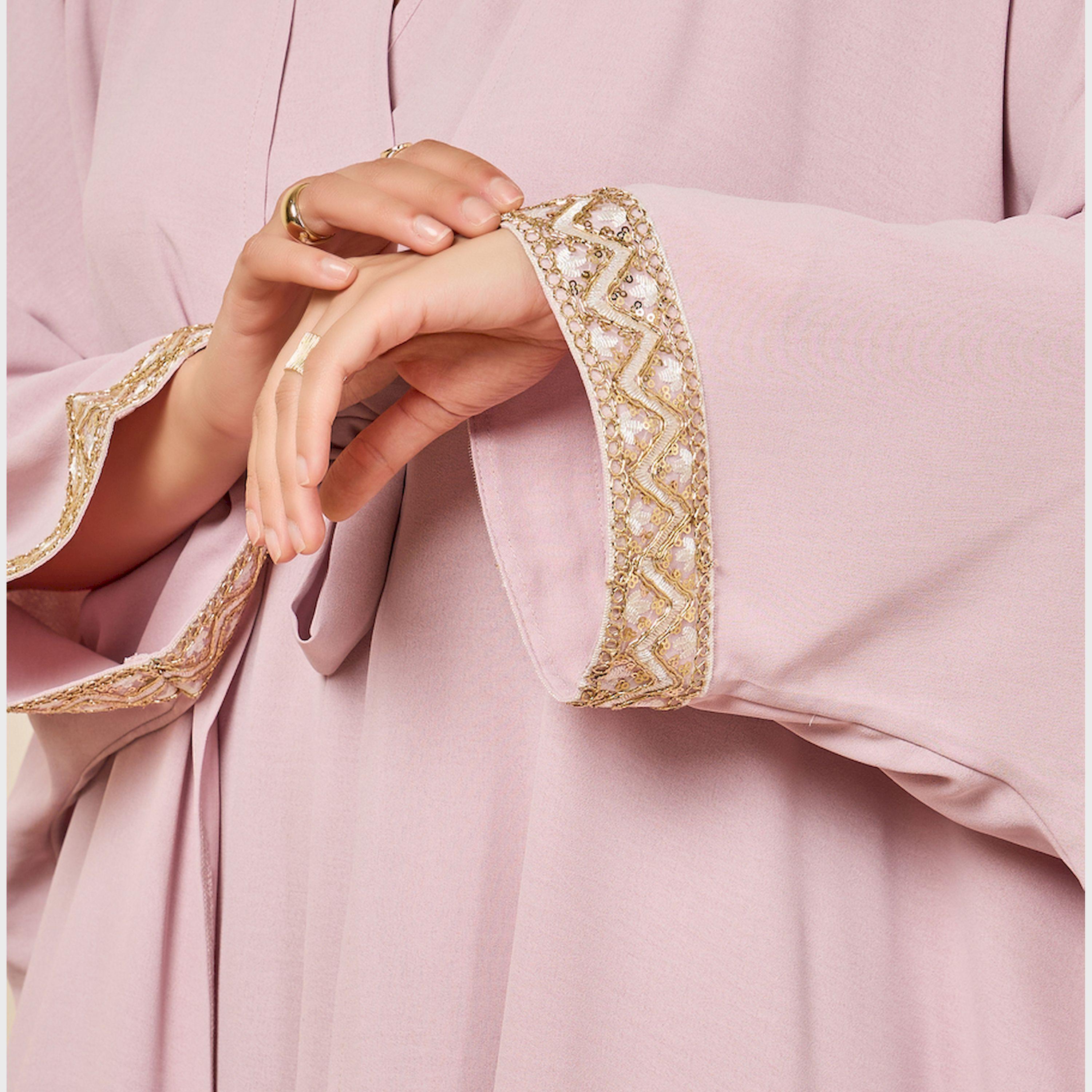 Styli Front Open Lace Detail Abaya And Halter Neck Inner Dress-women-arabicclothing-abayas-image-4
