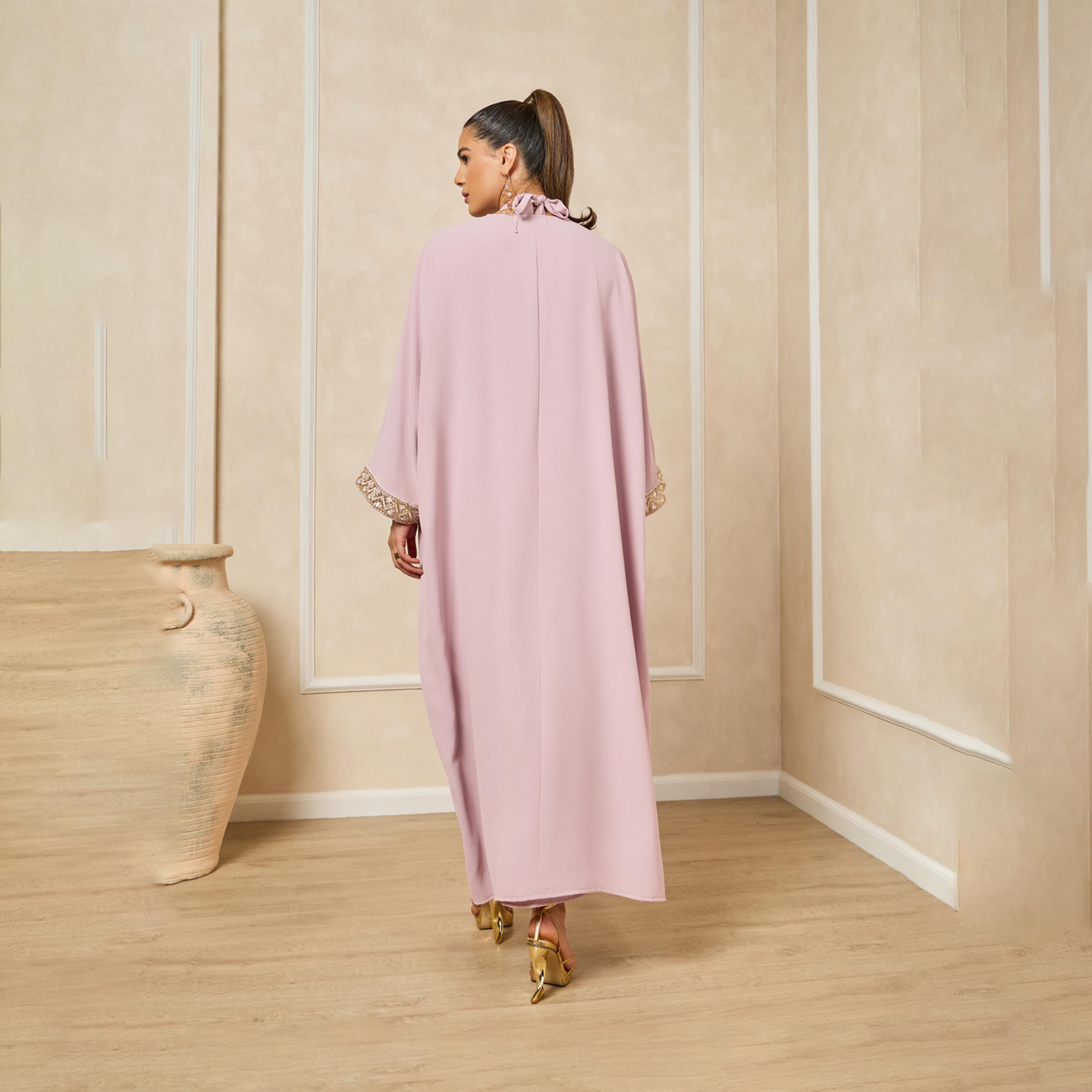 Styli Front Open Lace Detail Abaya And Halter Neck Inner Dress-women-arabicclothing-abayas-image-5