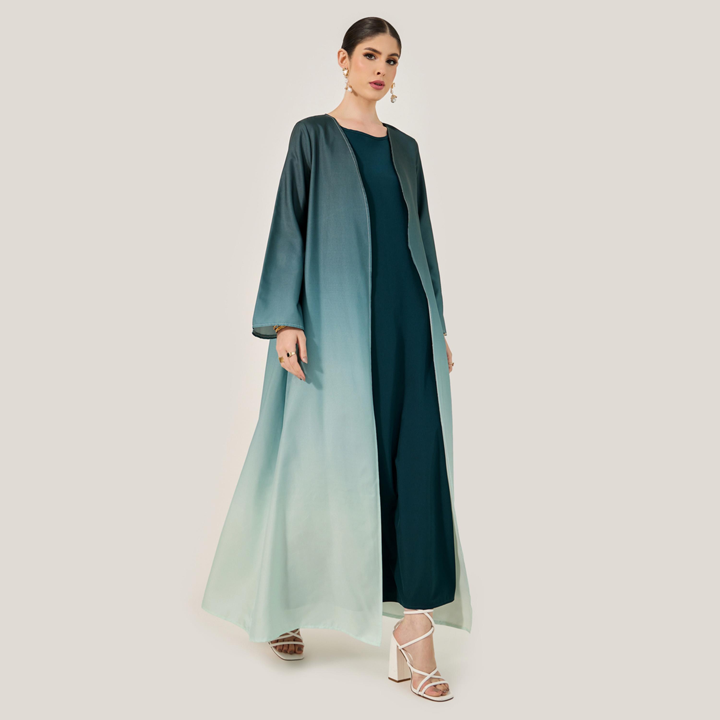 Styli Ombre Print Front Open Abaya with Inner Dress-women-arabicclothing-sets-image-1