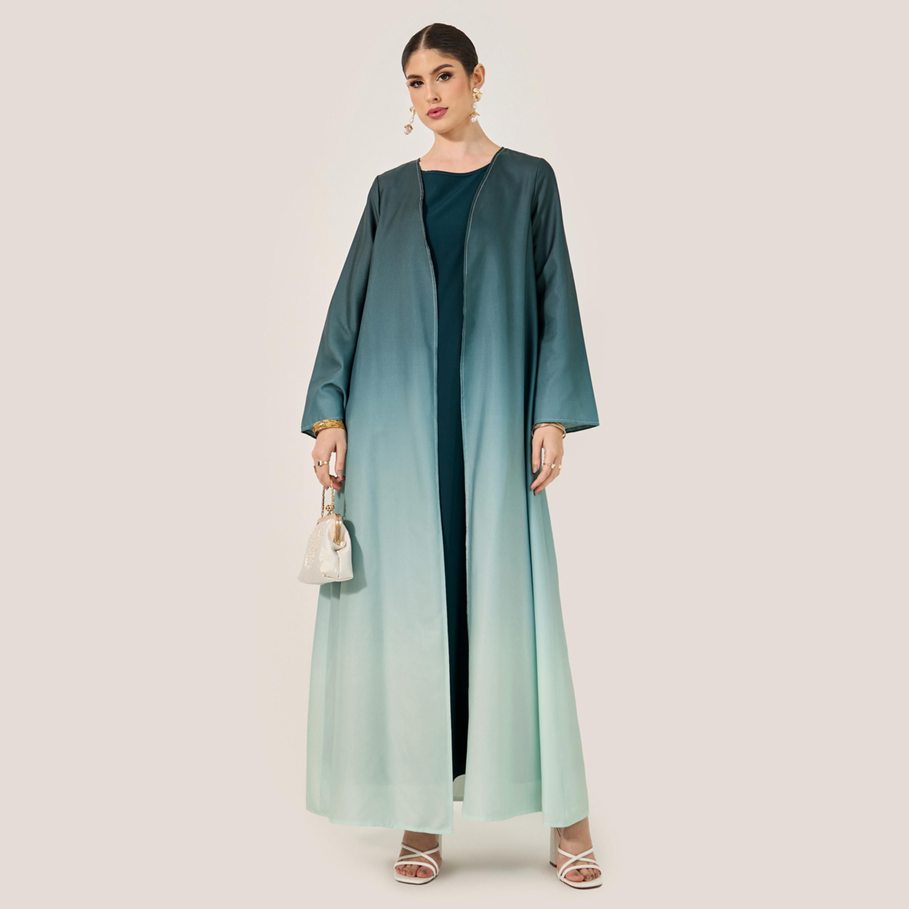 Styli Ombre Print Front Open Abaya with Inner Dress-women-arabicclothing-sets-image-2
