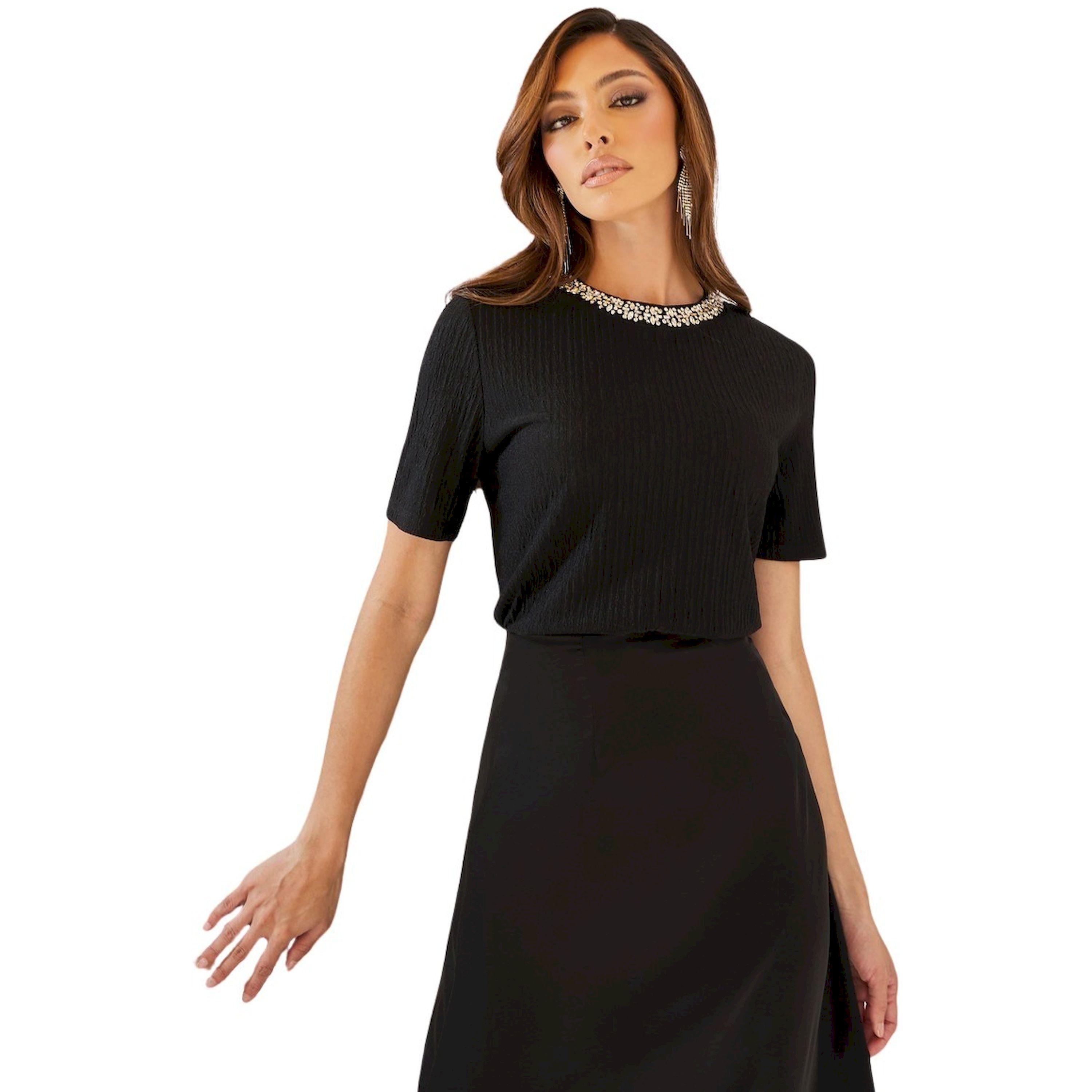 ستايلي - بلوزة مزخرفة برقبة مستديرة وأكمام قصيرة-women-clothing-shirtsandblouses-blouses-image-1