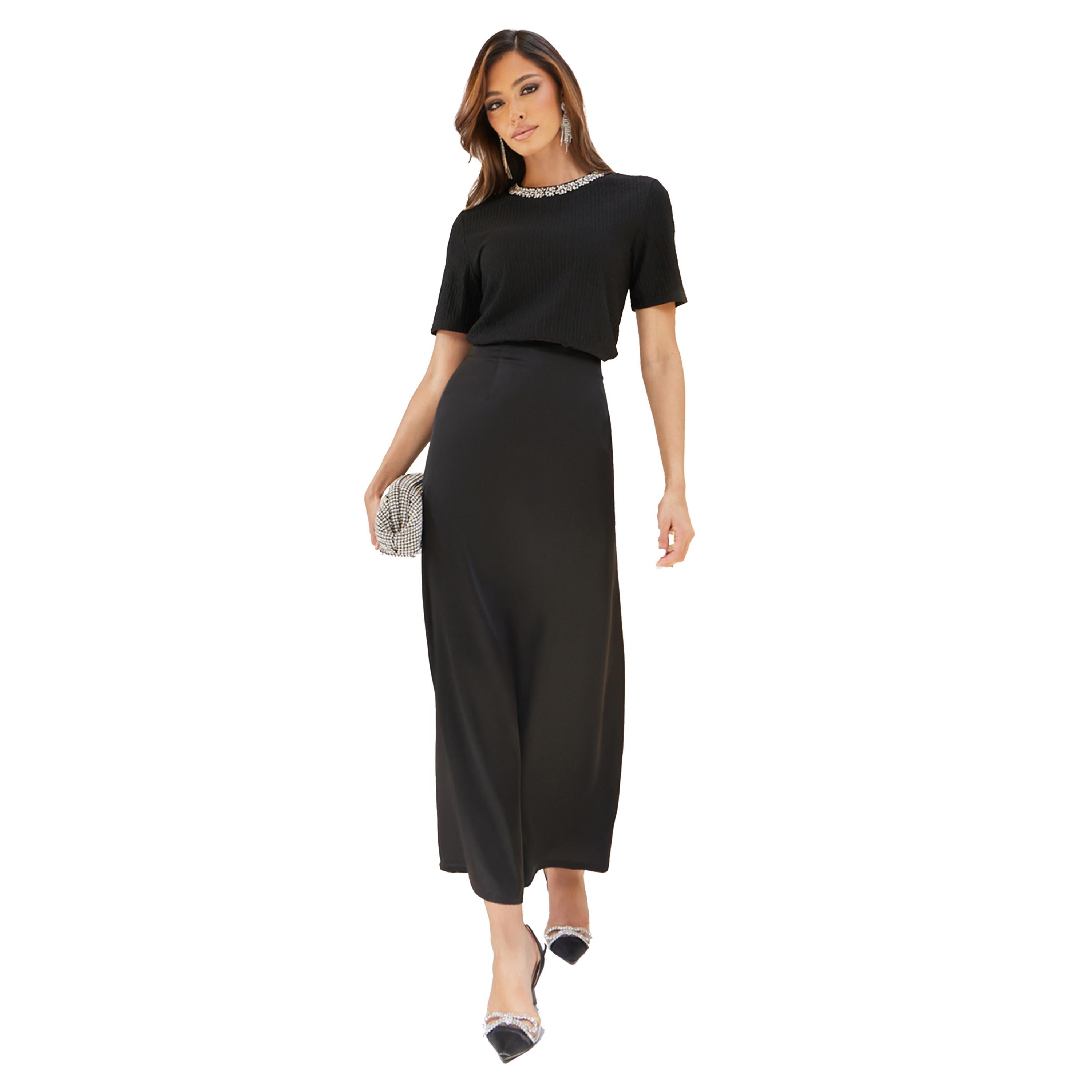 ستايلي - بلوزة مزخرفة برقبة مستديرة وأكمام قصيرة-women-clothing-shirtsandblouses-blouses-image-2