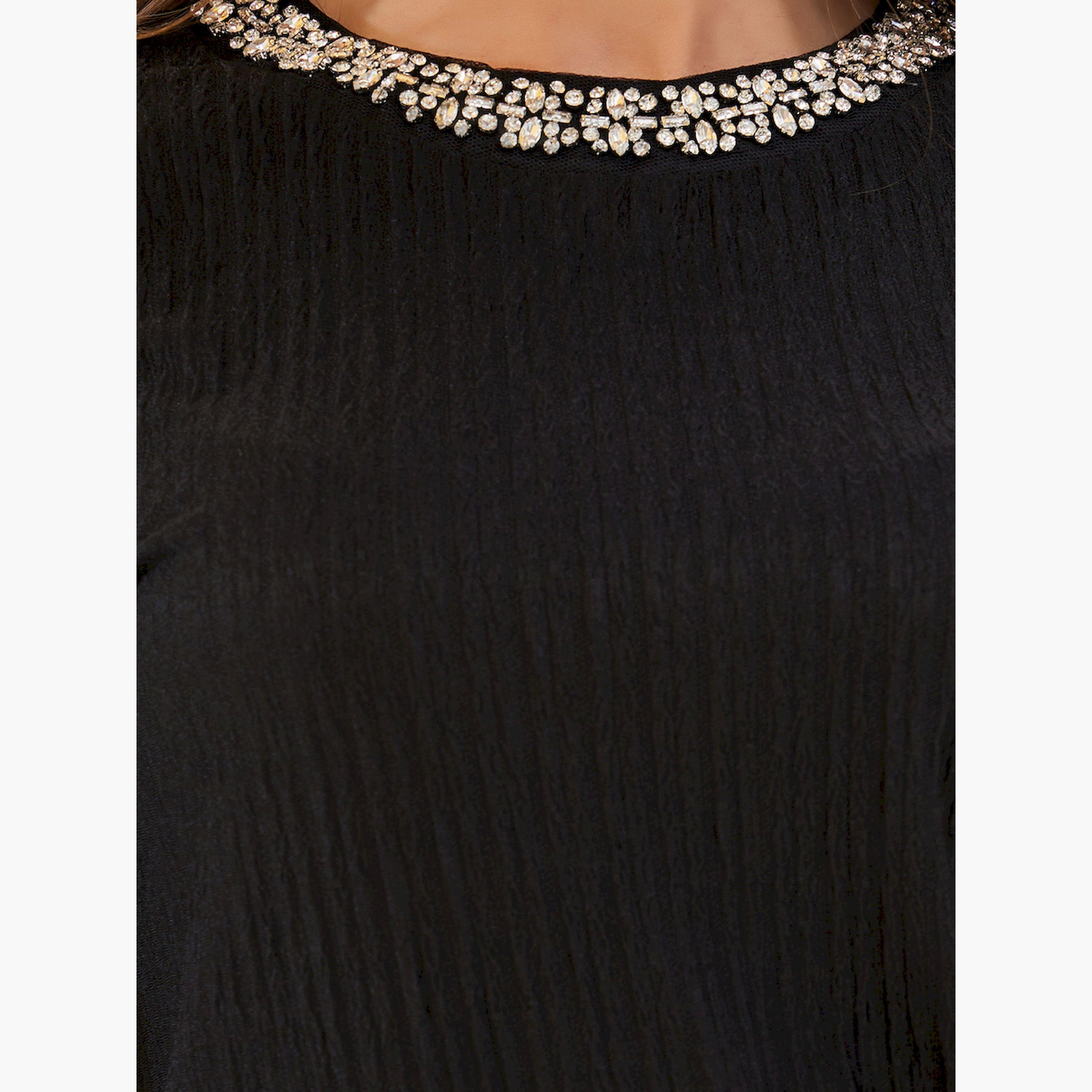 Styli Embellished Round Neck Short Sleeve Top-women-clothing-shirtsandblouses-blouses-image-4