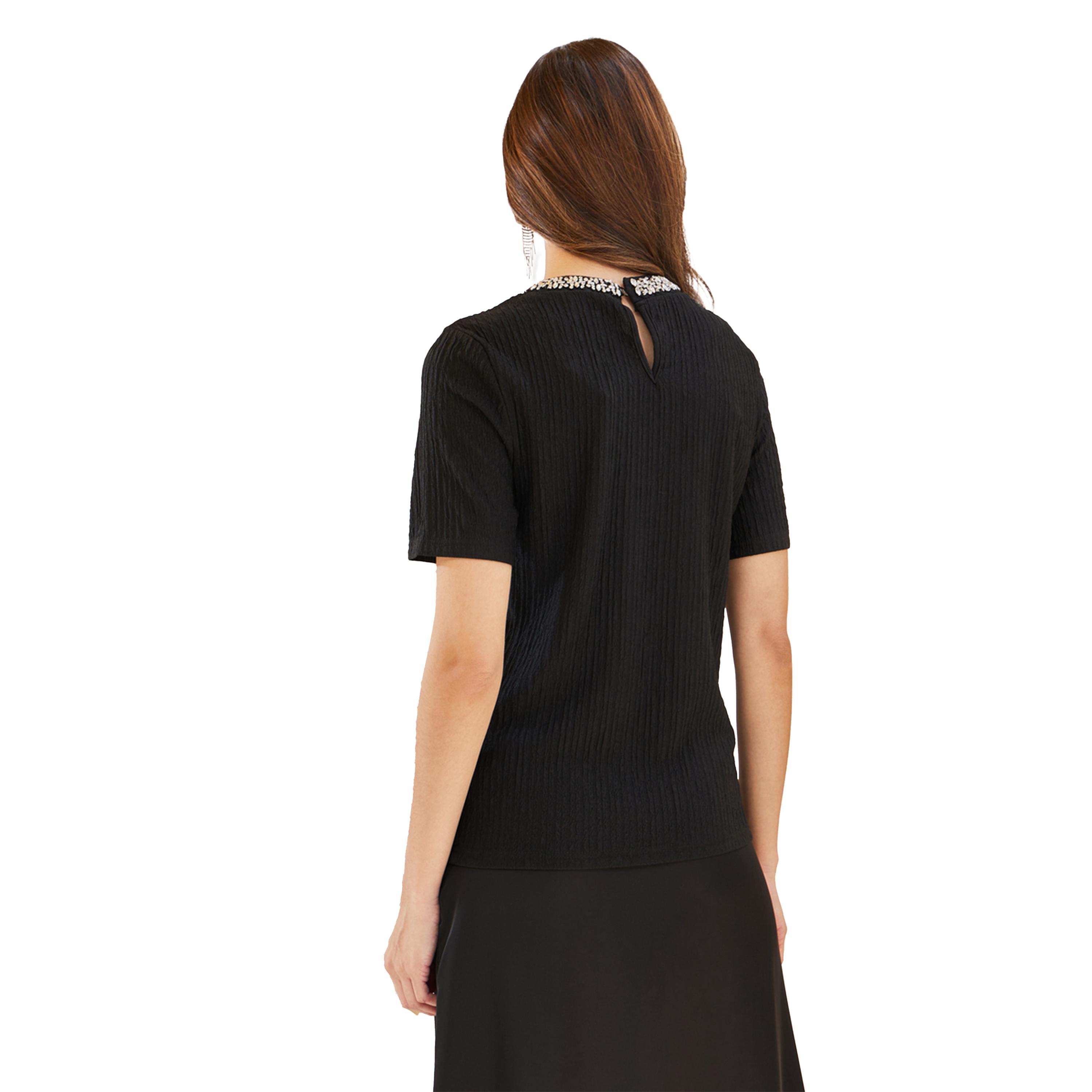 Styli Embellished Round Neck Short Sleeve Top-women-clothing-shirtsandblouses-blouses-image-5