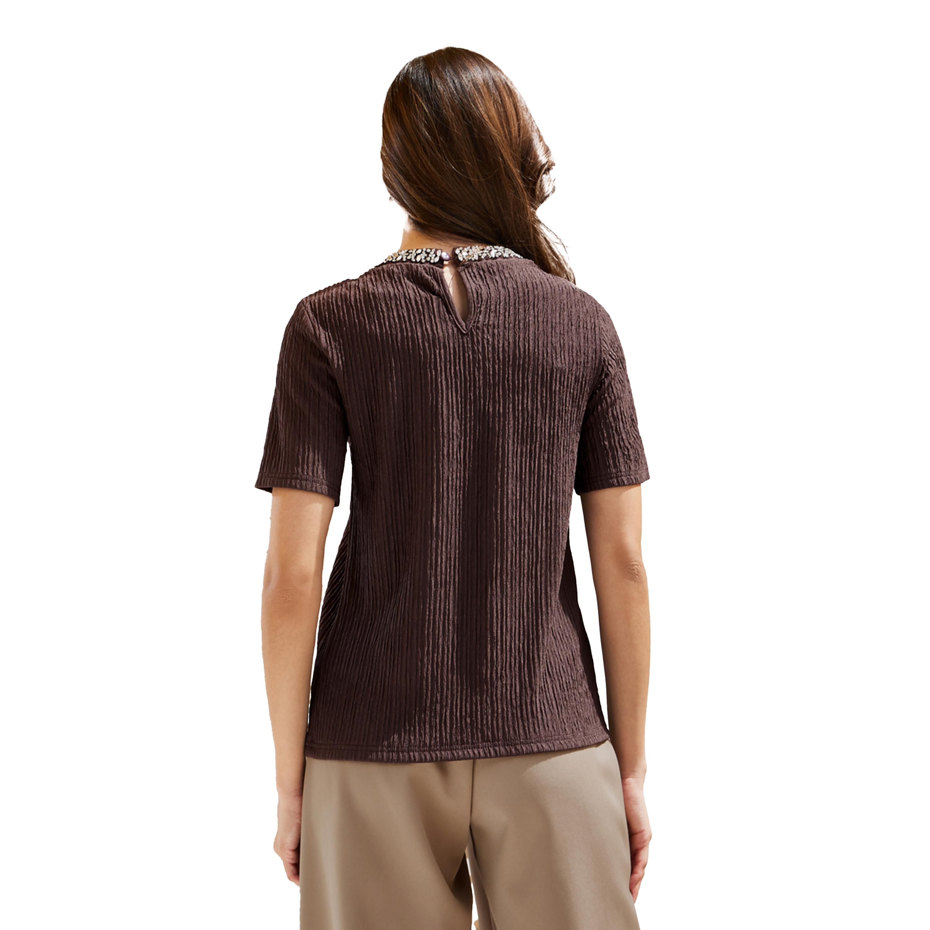 Styli Embellished Round Neck Short Sleeve Top-women-clothing-shirtsandblouses-blouses-image-5