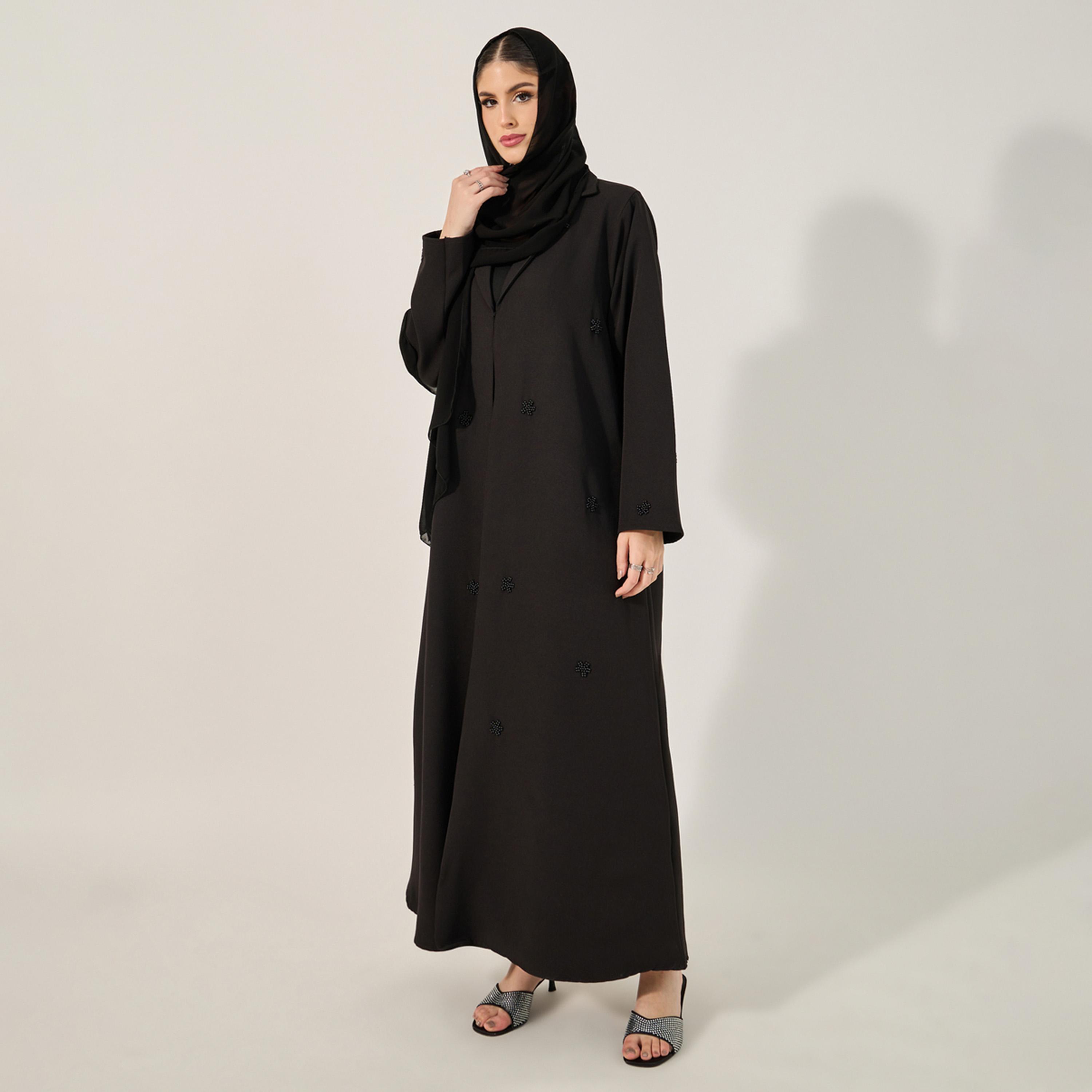 Styli Embellished Notch Label Collar Abaya with Hijab-women-clothingaccessories-scarves-image-5