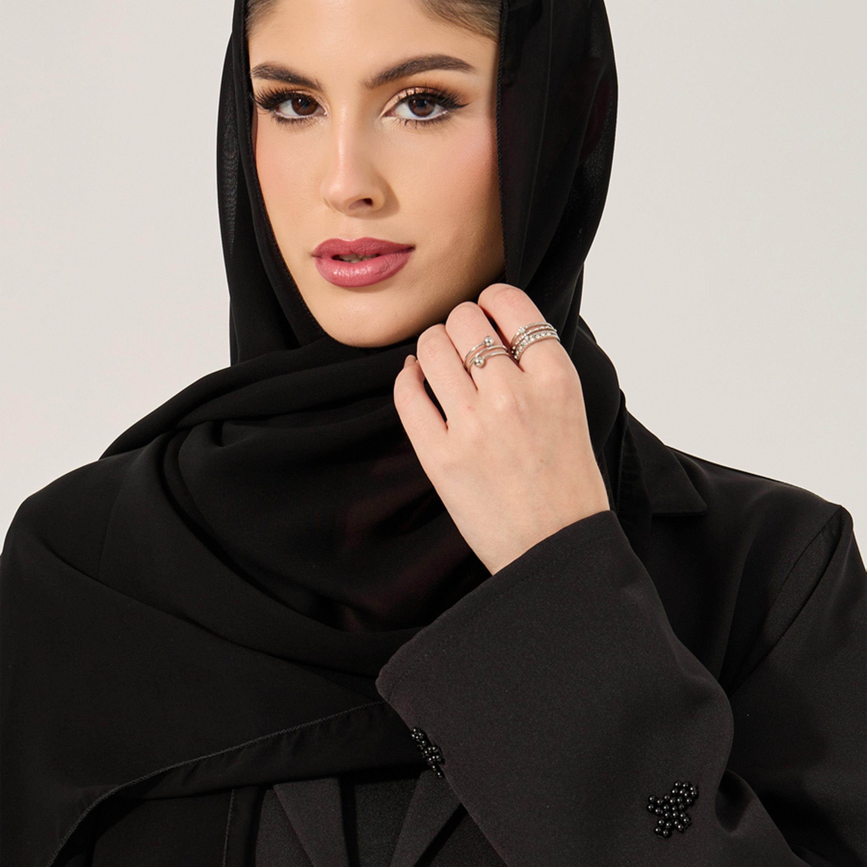 Styli Embellished Notch Label Collar Abaya with Hijab-women-clothingaccessories-scarves-image-6