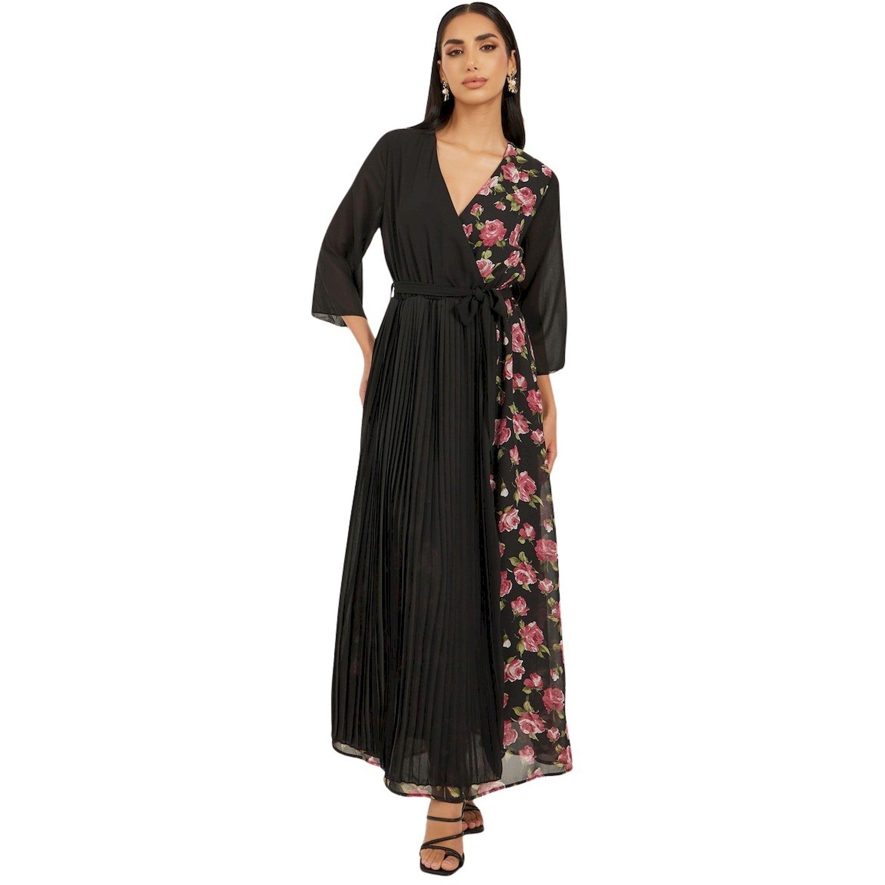 ستايلي - فستان ماكسي بطبعة زهور وأكمام ثلاثة أرباع وثنيات وقصة A-women-clothing-dresses-image-2